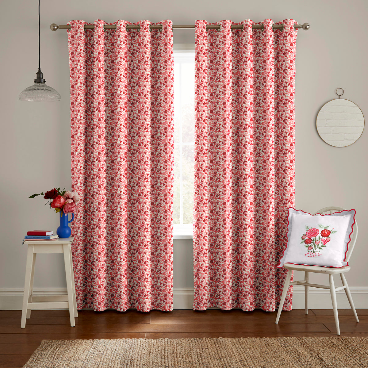 Cath Kidston Marble Hearts Ditsy Made to Measure Curtain Red