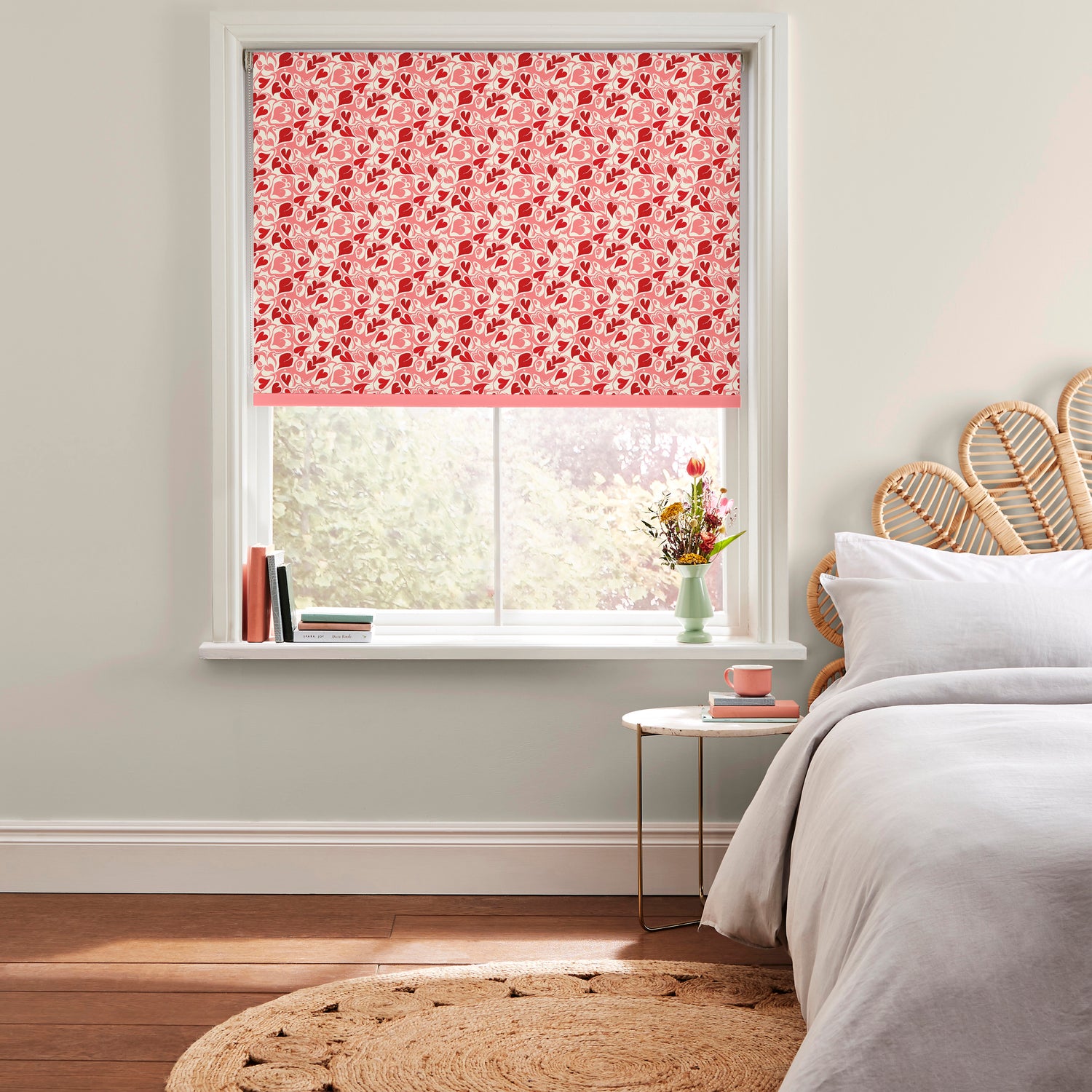 Cath Kidston Marble Hearts Ditsy Made to Measure Roller Blind Red