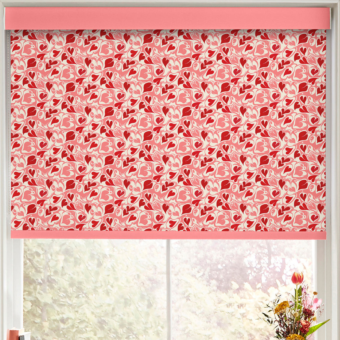 Cath Kidston Marble Hearts Ditsy Made to Measure Roller Blind Red