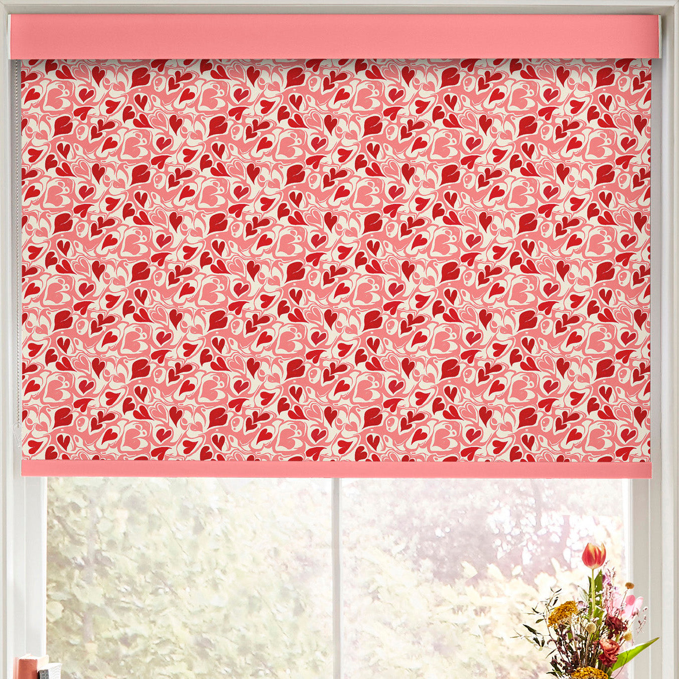 Cath Kidston Marble Hearts Ditsy Made To Measure Blackout Roller Blind Red