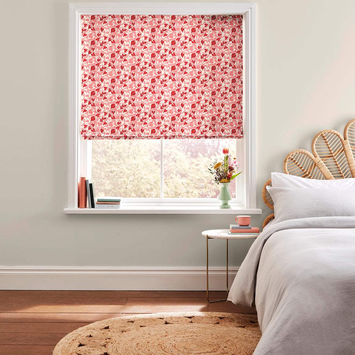 Cath Kidston Marble Hearts Ditsy Made to Measure Roman Blind Red