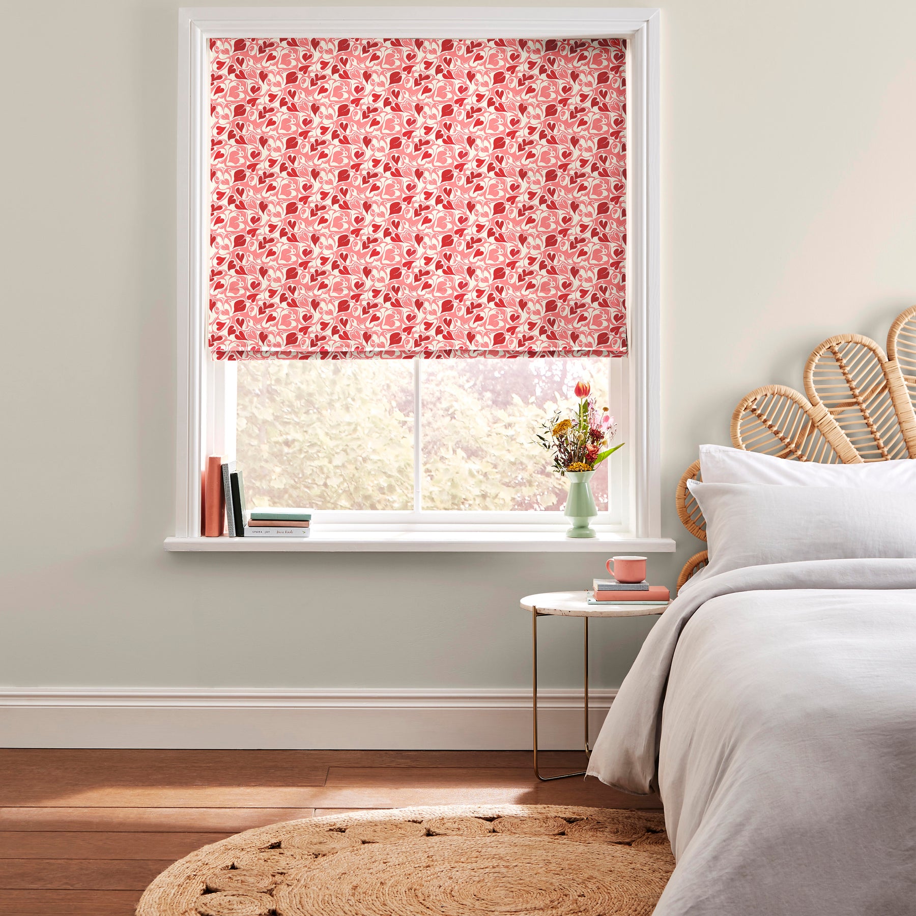 Cath Kidston Marble Hearts Ditsy Made to Measure Roman Blind Red