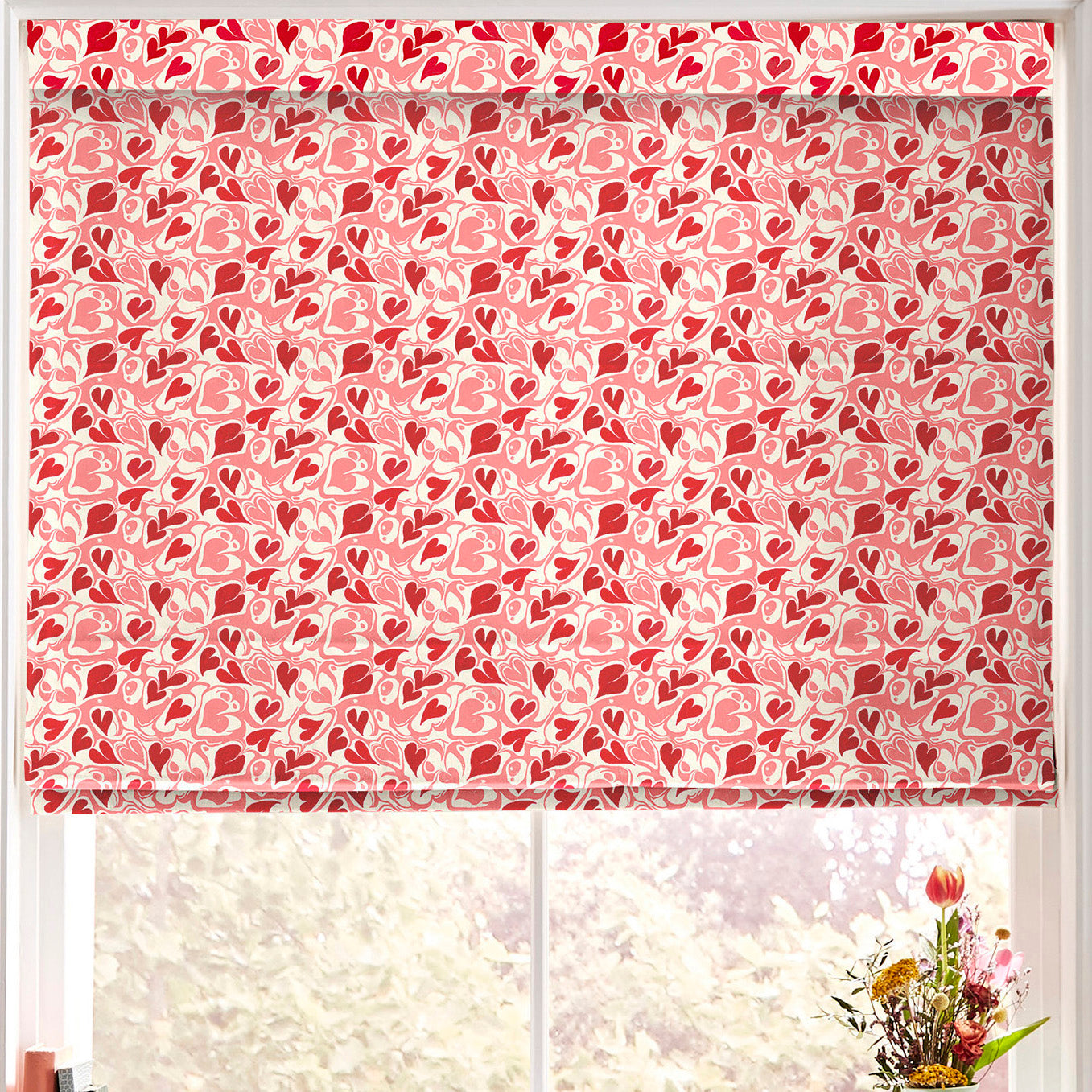 Cath Kidston Marble Hearts Ditsy Made to Measure Roman Blind Red