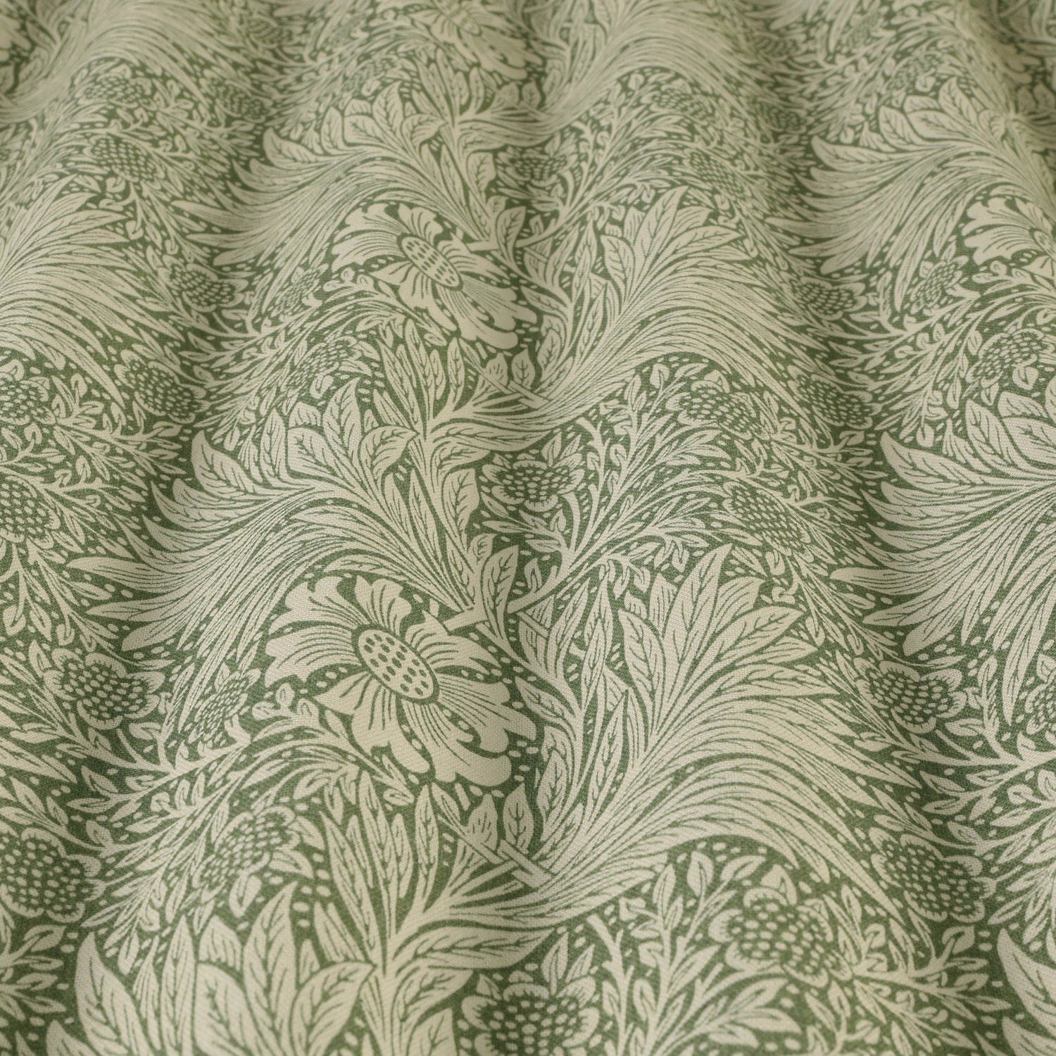 William Morris Marigold Fabric Green