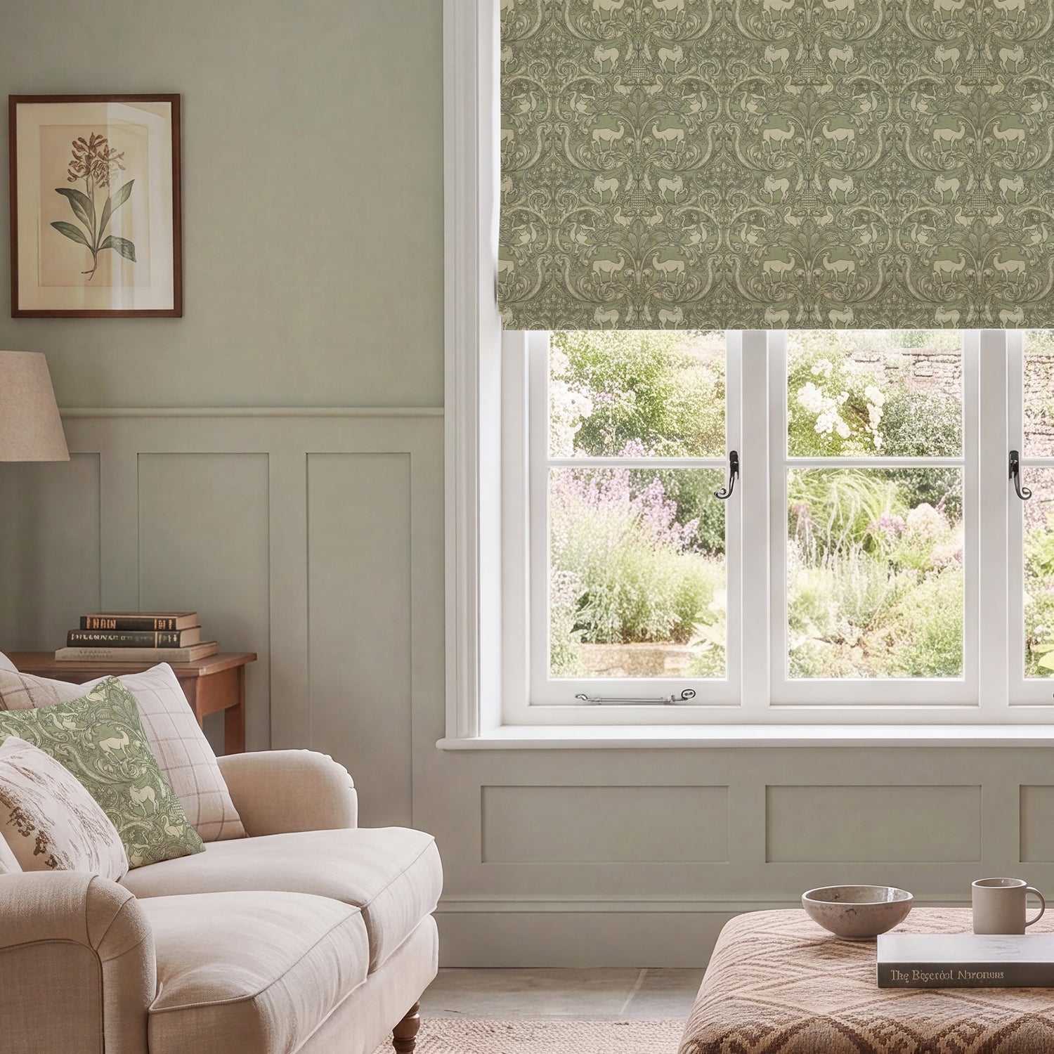 HOUSE Llewelyn-Bowen Menagerie Artois Printed Made To Measure Roman Blind Sage