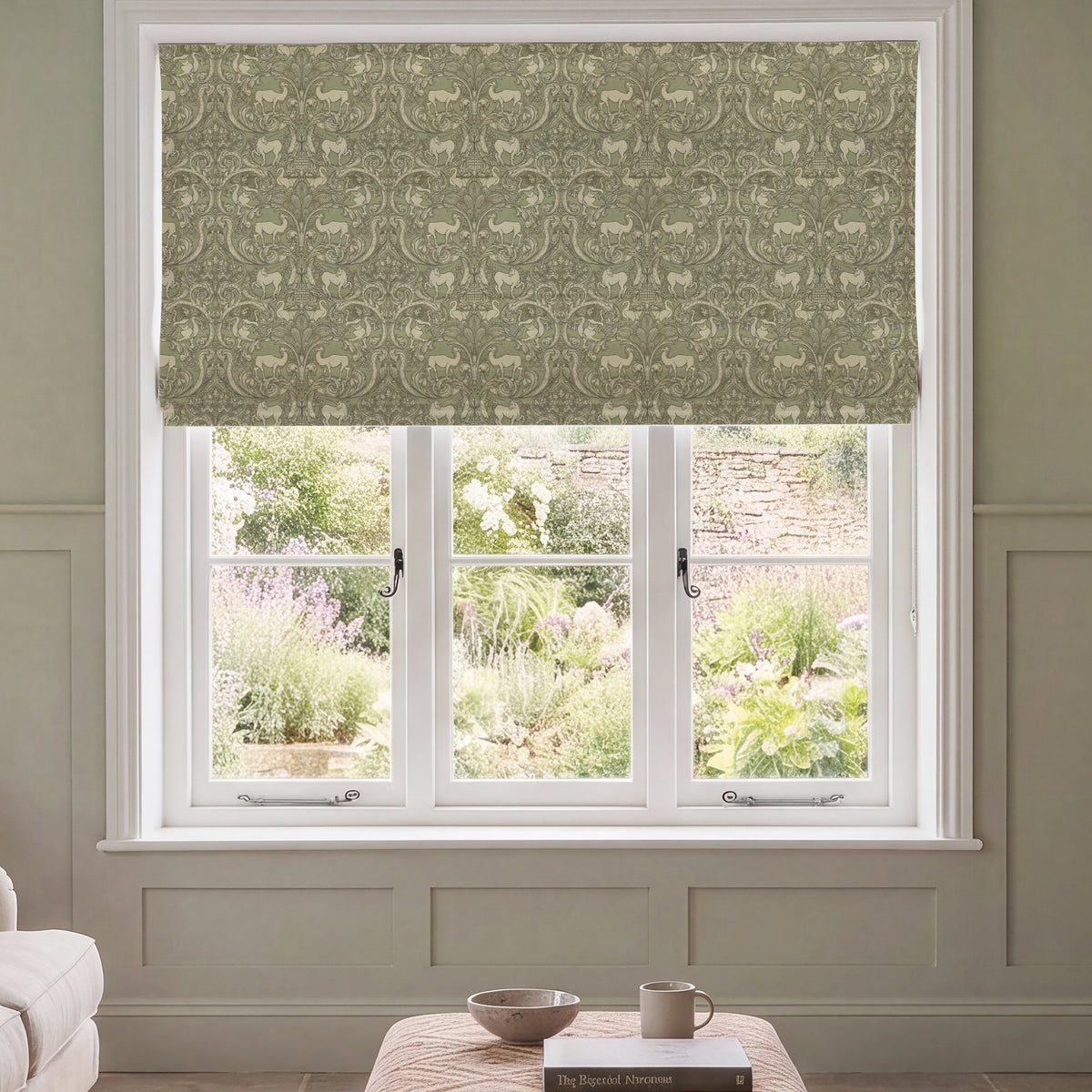 HOUSE Llewelyn-Bowen Menagerie Artois Printed Made To Measure Roman Blind Sage