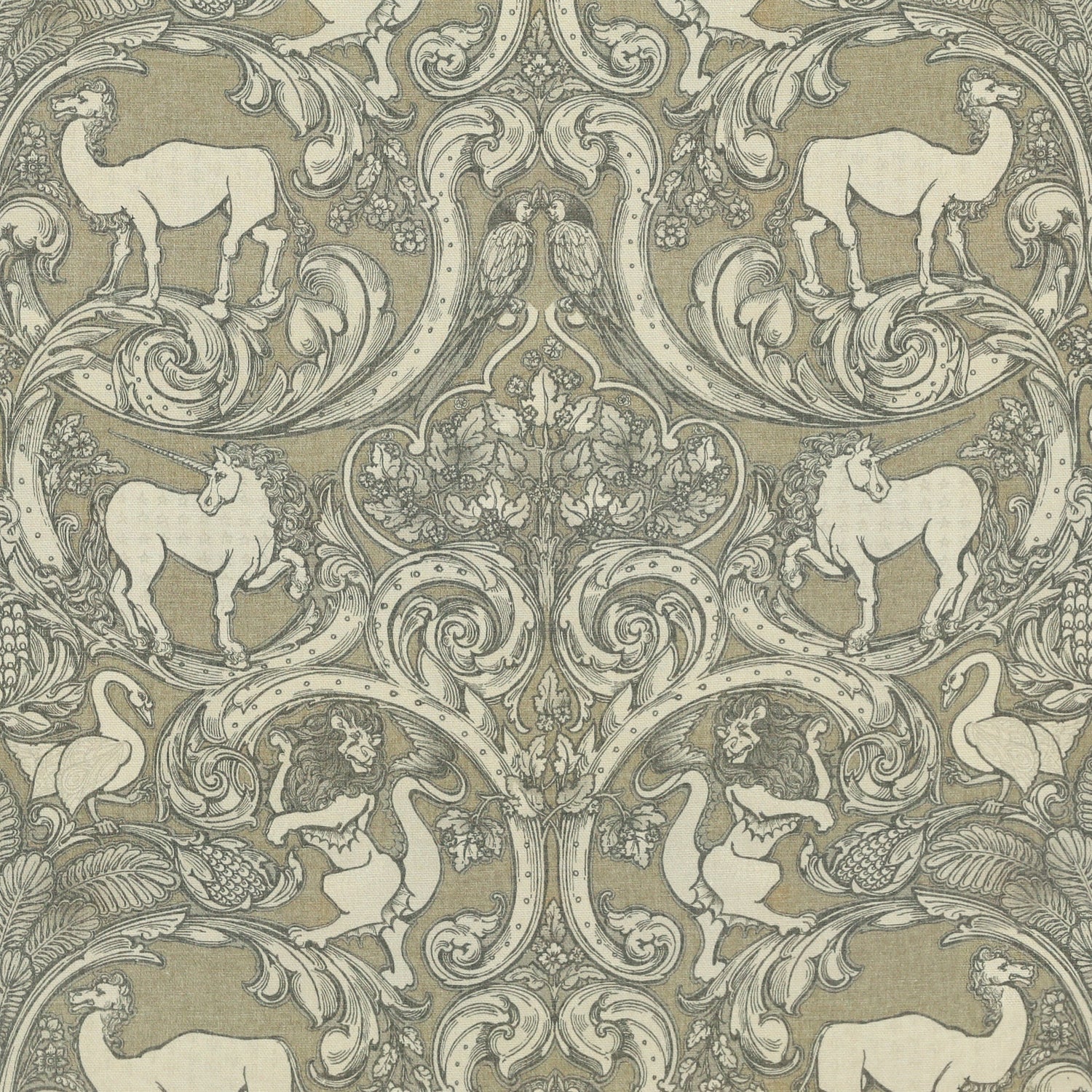 HOUSE Llewelyn-Bowen Menagerie Artois Printed Made To Measure Curtains Fawn