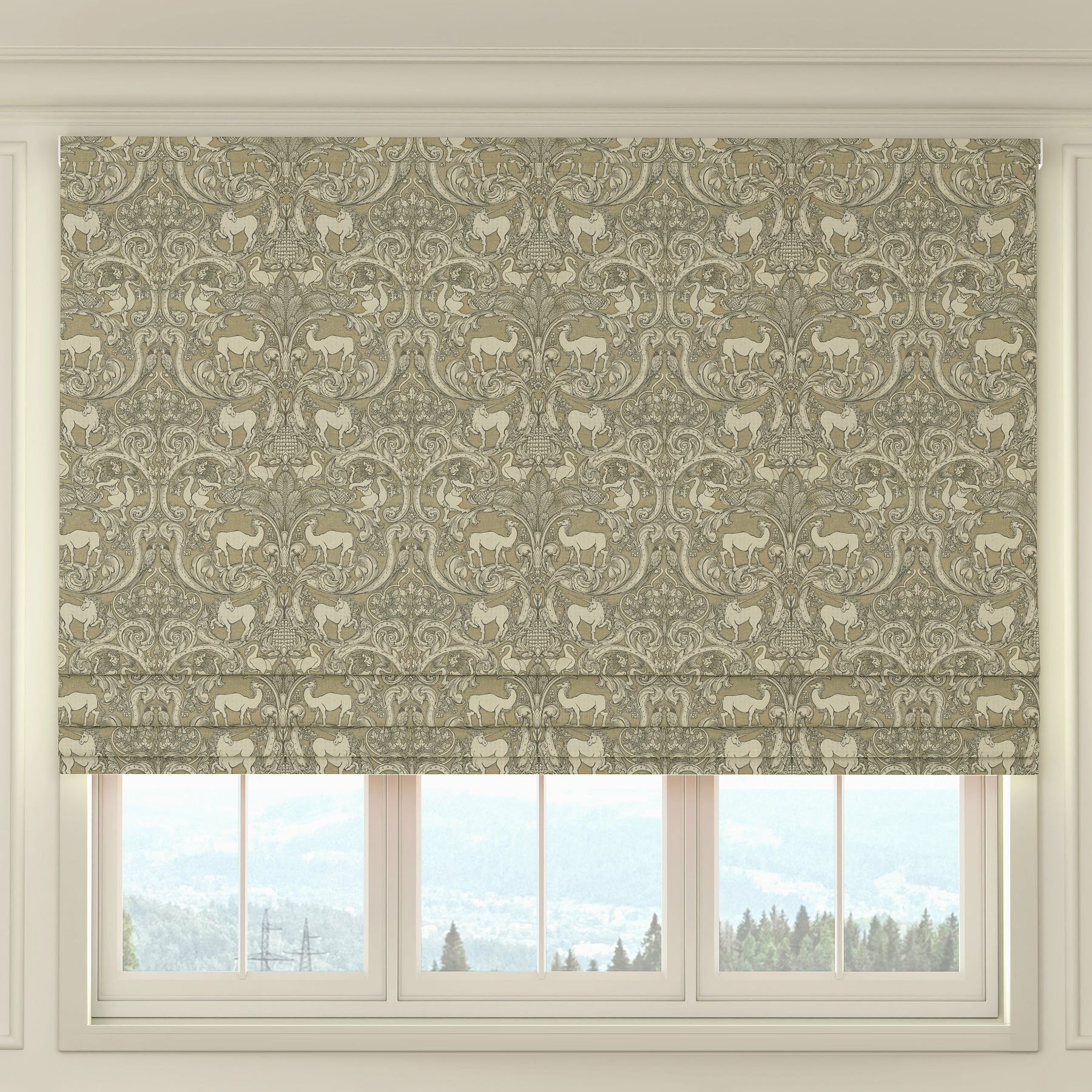 HOUSE Llewelyn-Bowen Menagerie Artois Printed Made To Measure Roman Blind Fawn
