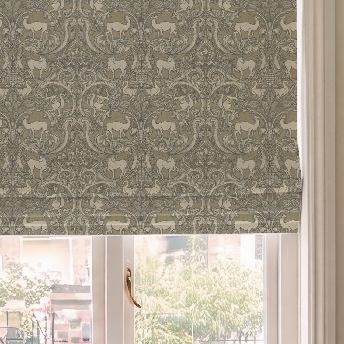 HOUSE Llewelyn-Bowen Menagerie Artois Printed Made To Measure Roman Blind Fawn