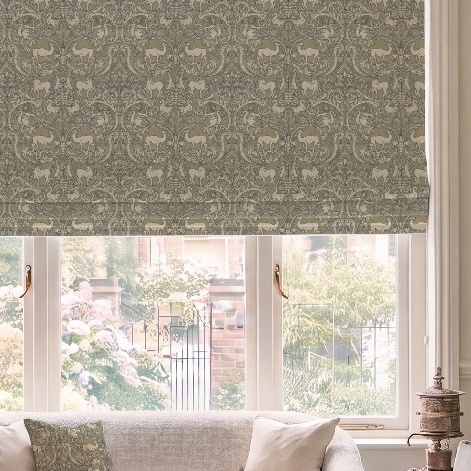 HOUSE Llewelyn-Bowen Menagerie Artois Printed Made To Measure Roman Blind Fawn