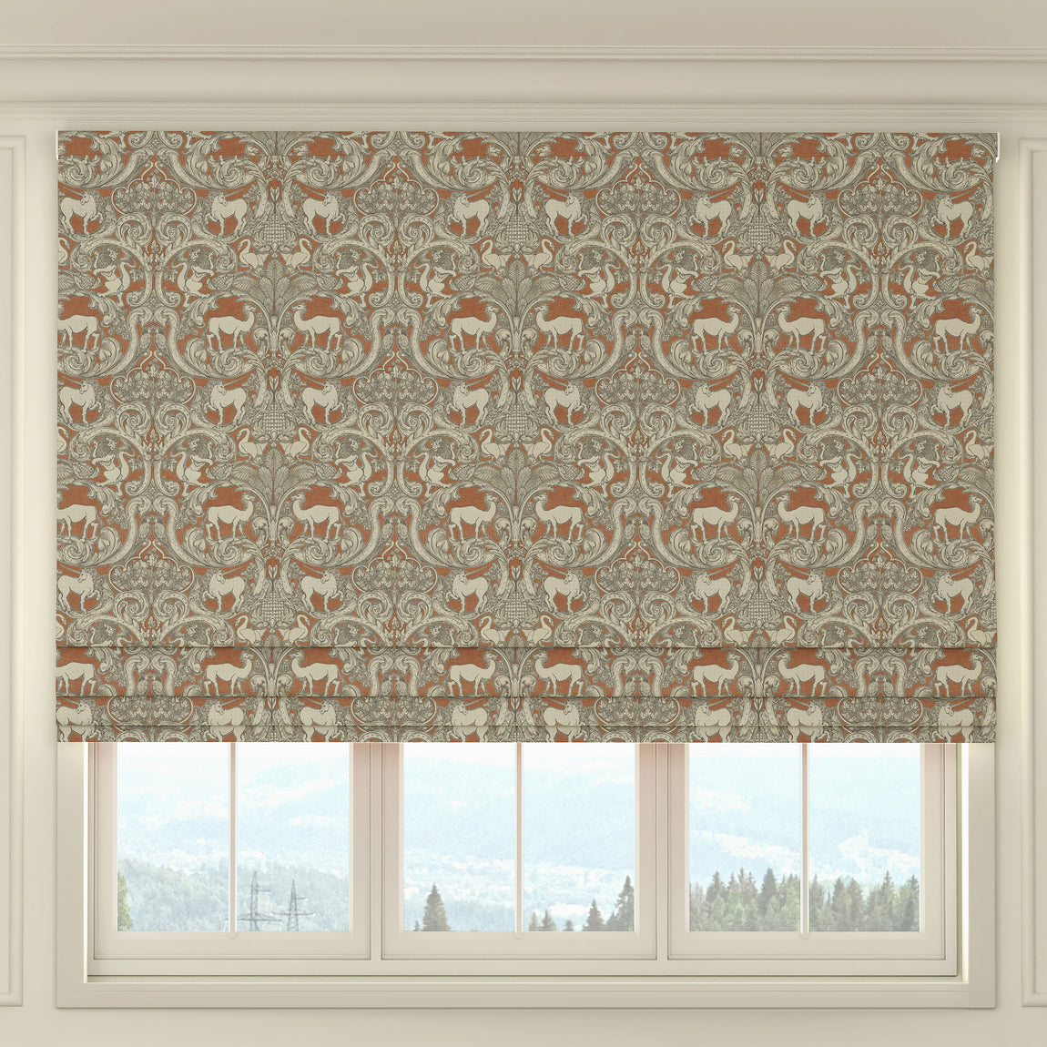 HOUSE Llewelyn-Bowen Menagerie Artois Printed Made To Measure Roman Blind Scarlet