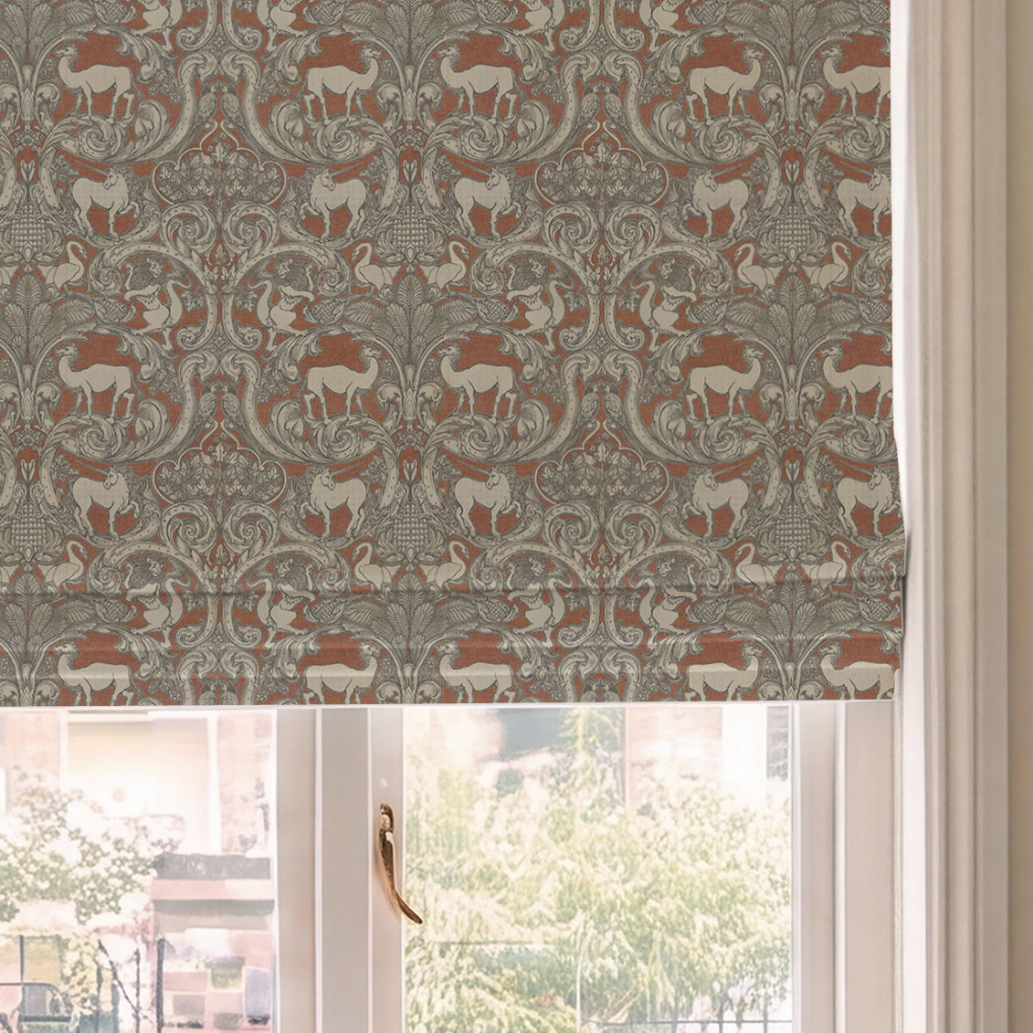HOUSE Llewelyn-Bowen Menagerie Artois Printed Made To Measure Roman Blind Scarlet