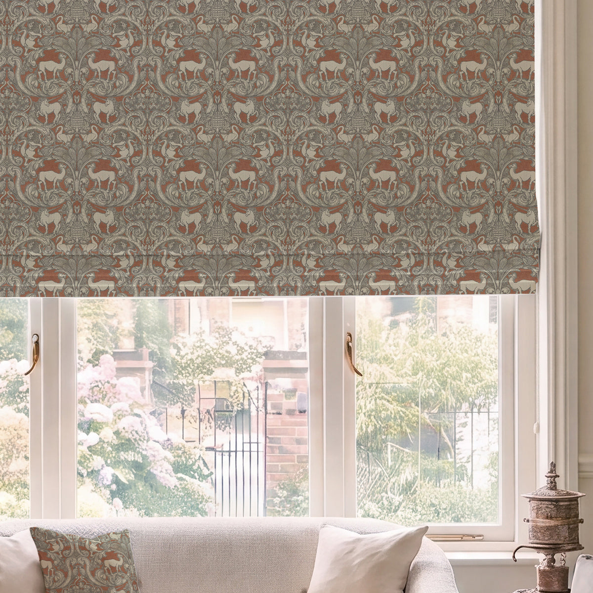 HOUSE Llewelyn-Bowen Menagerie Artois Printed Made To Measure Roman Blind Scarlet