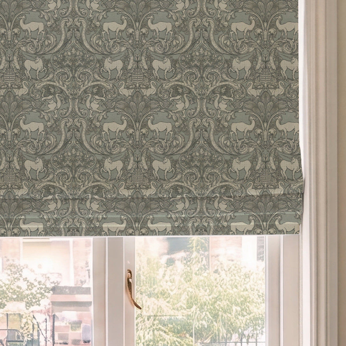 HOUSE Llewelyn-Bowen Menagerie Artois Printed Made To Measure Roman Blind Powder Blue