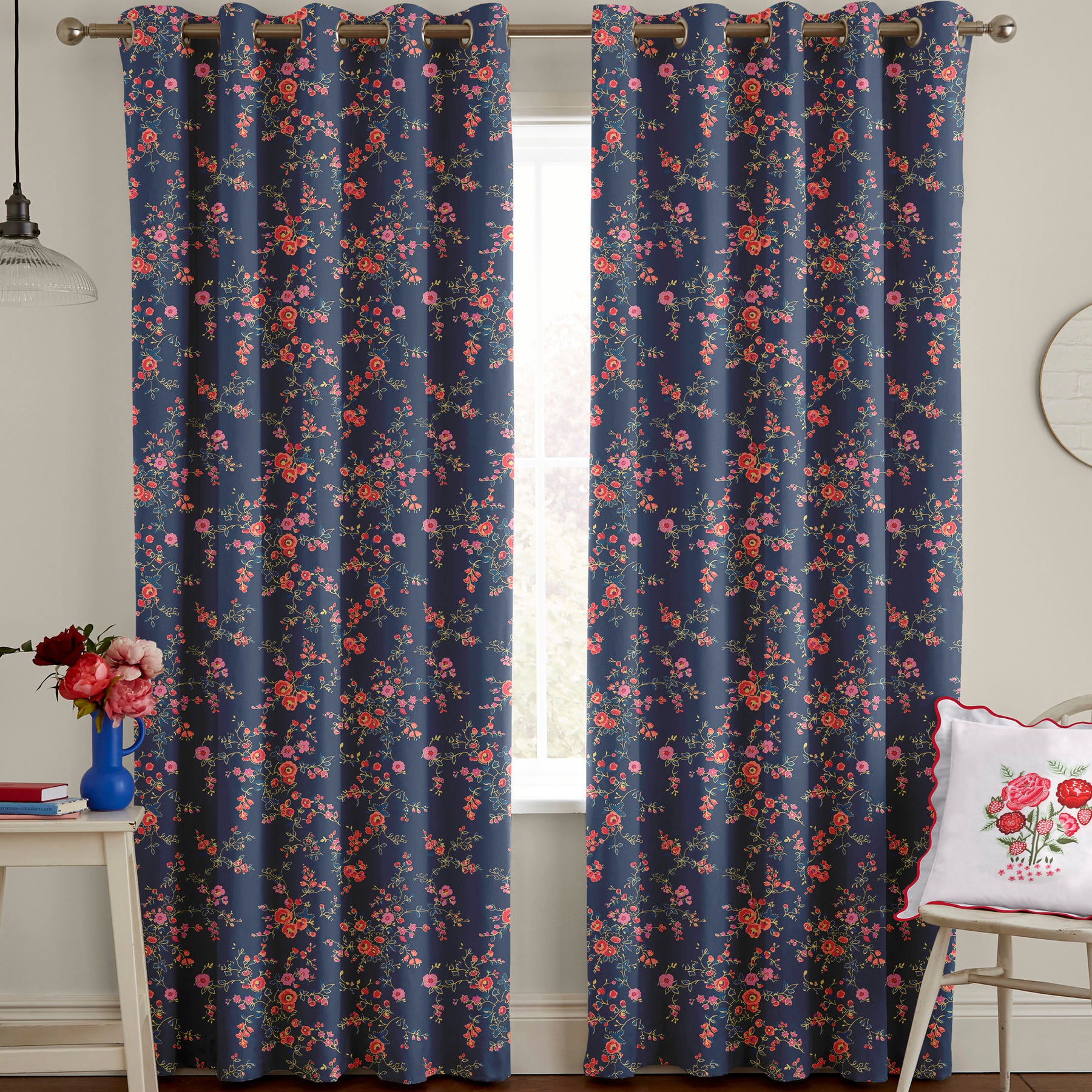 Cath Kidston Millfield Blossom Made To Measure Curtains Navy