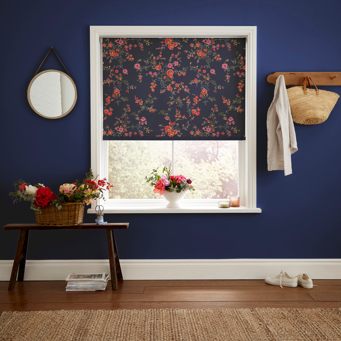 Cath Kidston Millfield Blossom Made to Measure Roller Blind Navy