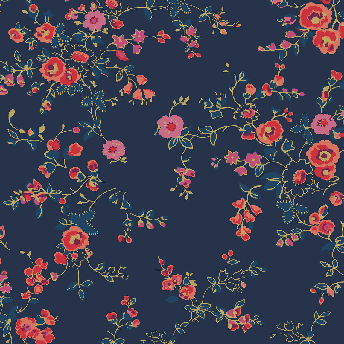 Cath Kidston Millfield Blossom Made to Measure Blackout Roller Blind Navy