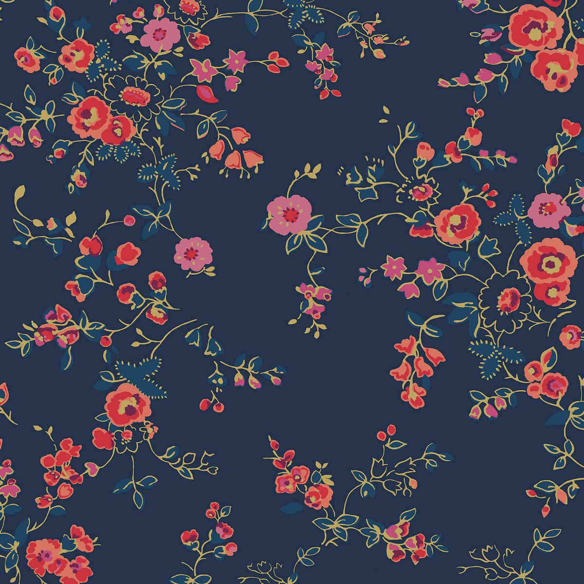 Cath Kidston Millfield Blossom Made to Measure Roman Blind Navy