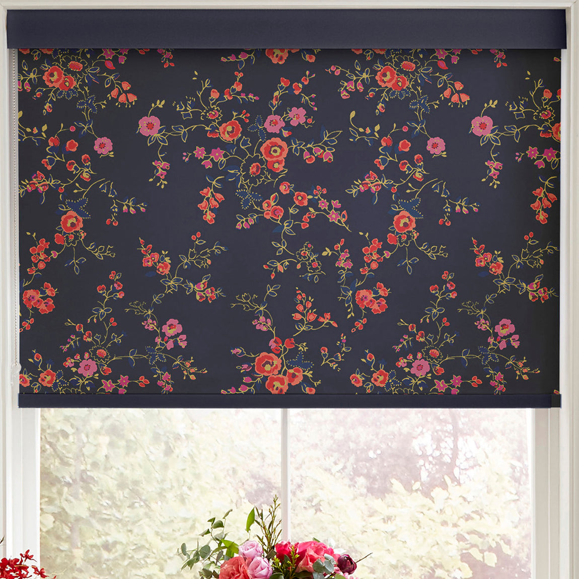 Cath Kidston Millfield Blossom Made to Measure Blackout Roller Blind Navy