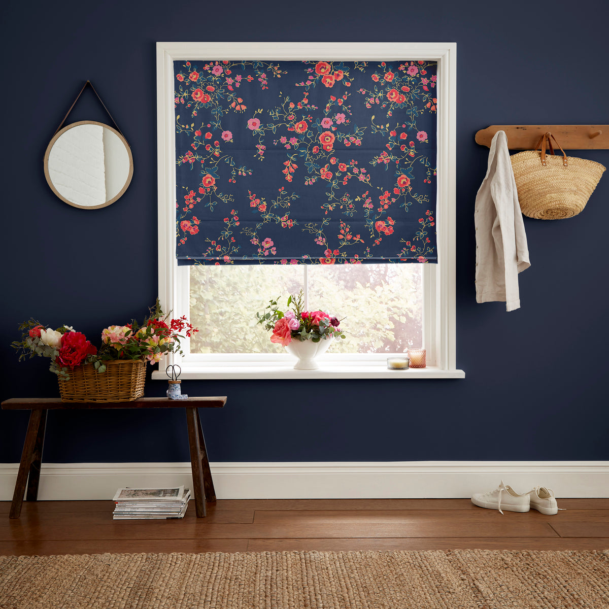 Cath Kidston Millfield Blossom Made to Measure Roman Blind Navy