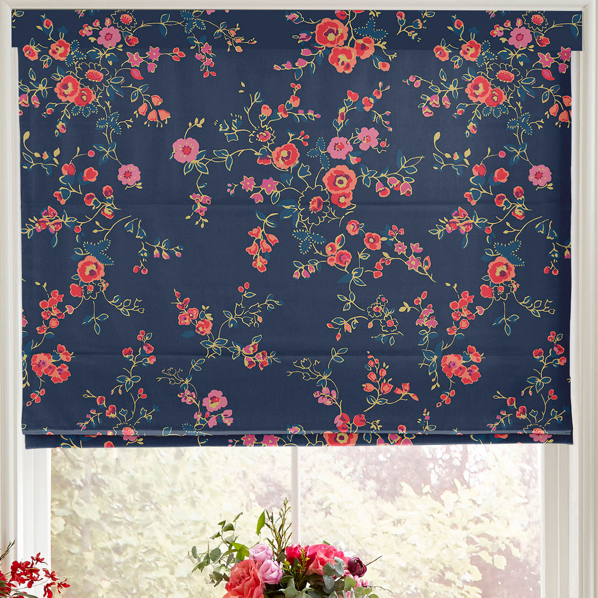 Cath Kidston Millfield Blossom Made to Measure Roman Blind Navy