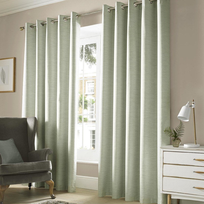 Monaco Ready Made Blackout Eyelet Curtains Sage