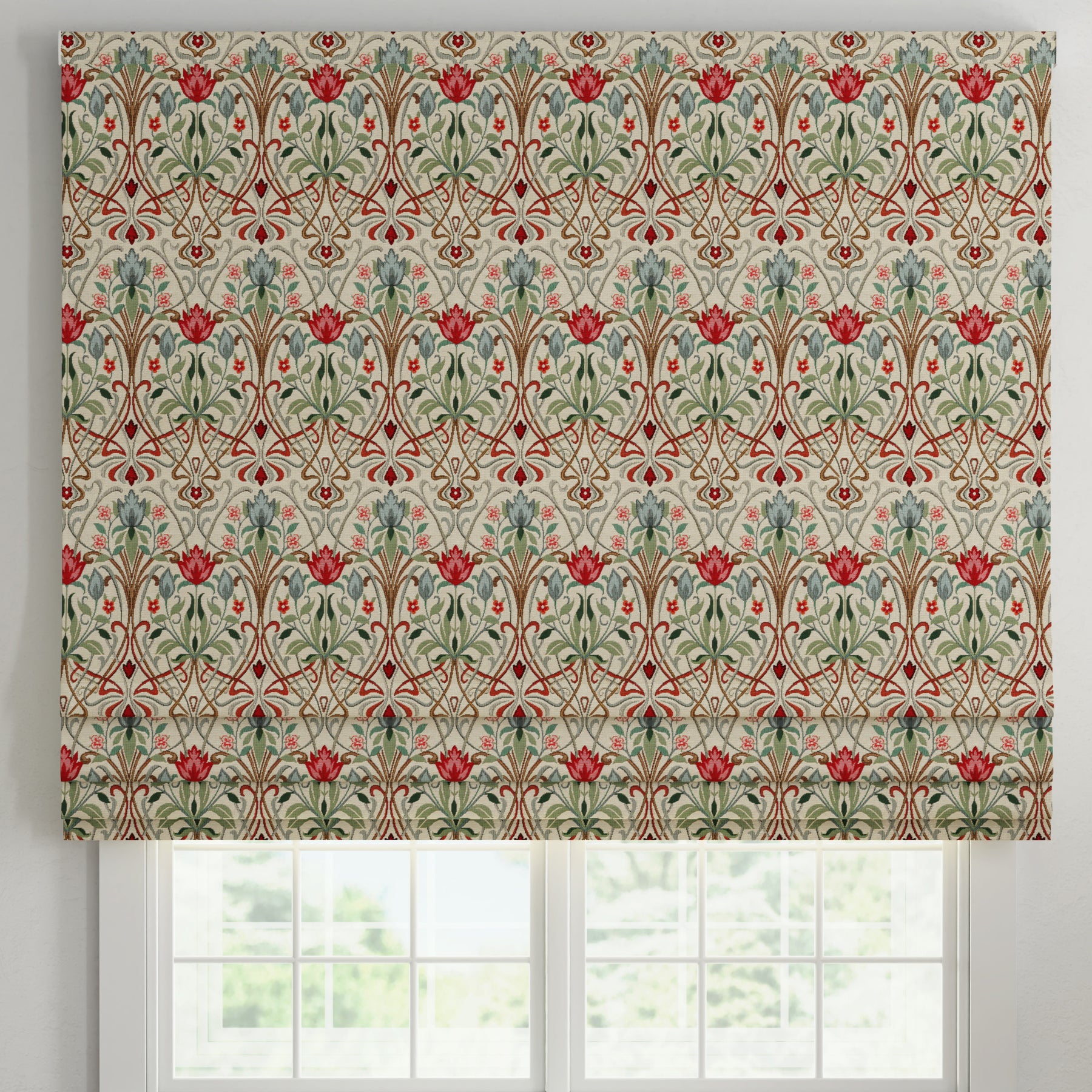 ANTE DECOR Alexandra Woven Jacquard Made To Measure Roman Blind Red