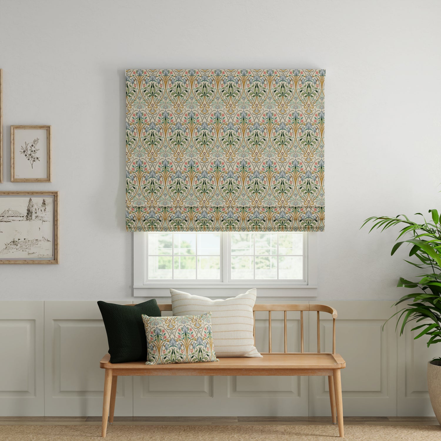 ANTE DECOR Alexandra Woven Jacquard Made To Measure Roman Blind Blue