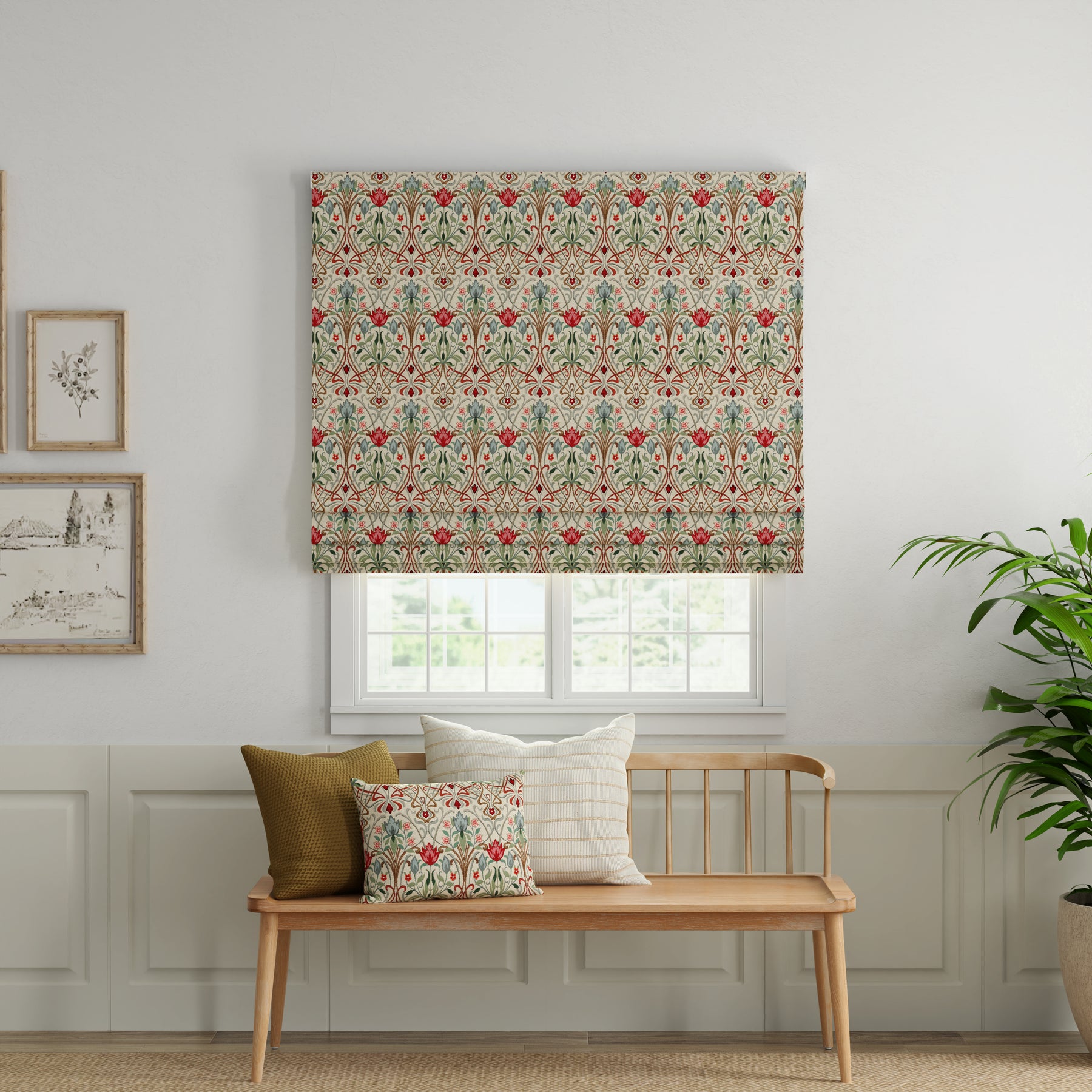 ANTE DECOR Alexandra Woven Jacquard Made To Measure Roman Blind Red