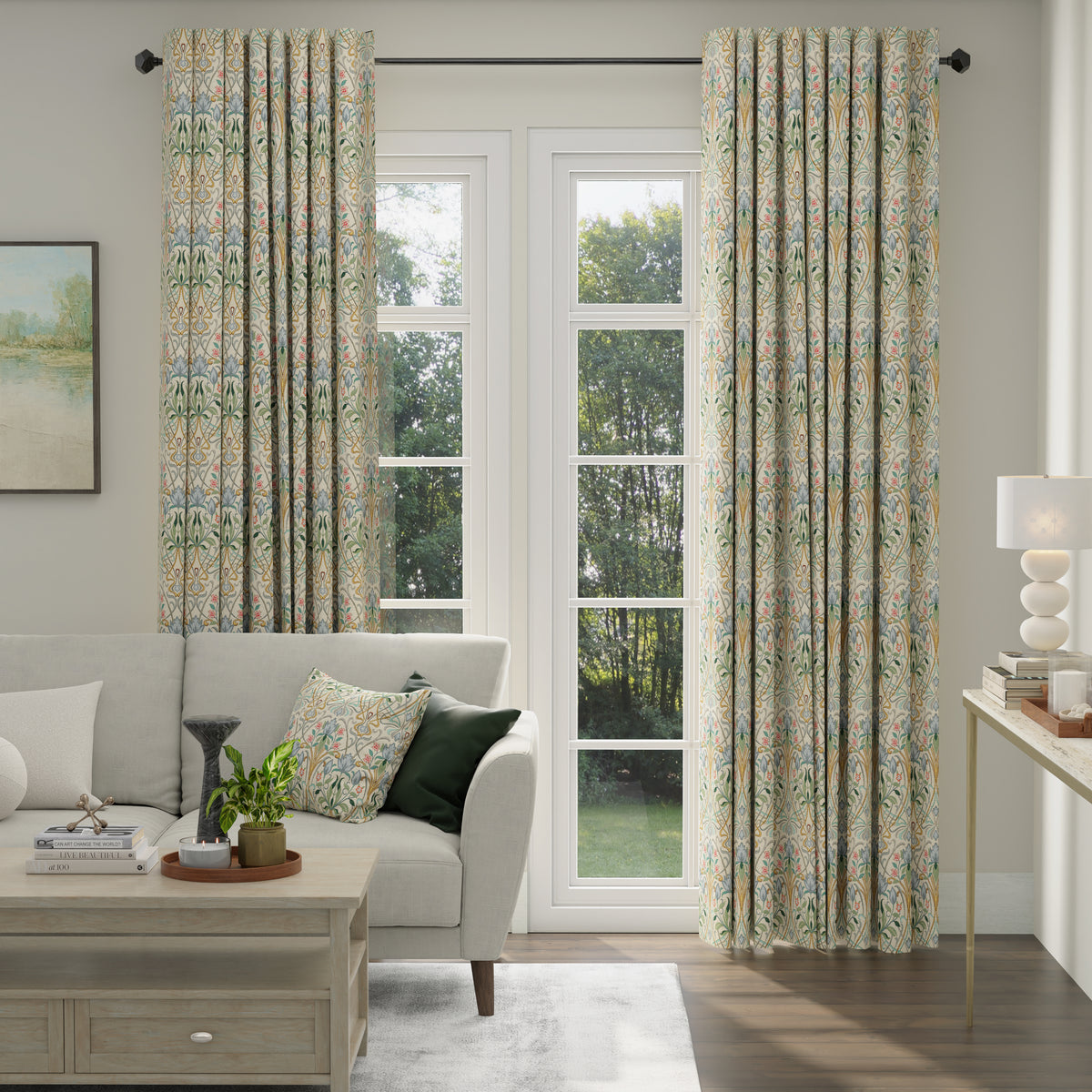 ANTE DECOR Alexandra Woven Jacquard Made To Measure Curtains Blue