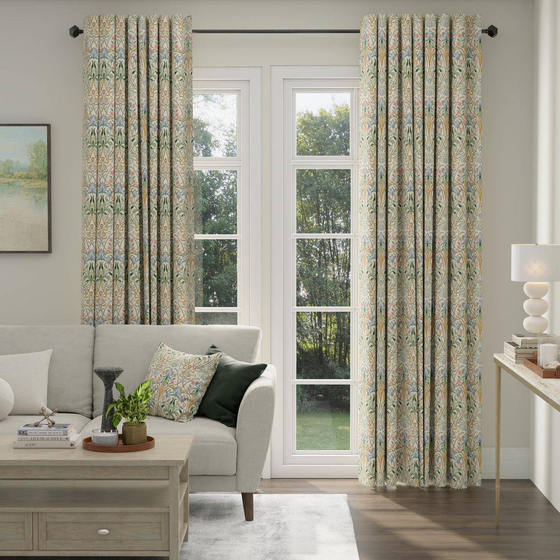 ANTE DECOR Alexandra Woven Jacquard Made To Measure Curtains Blue