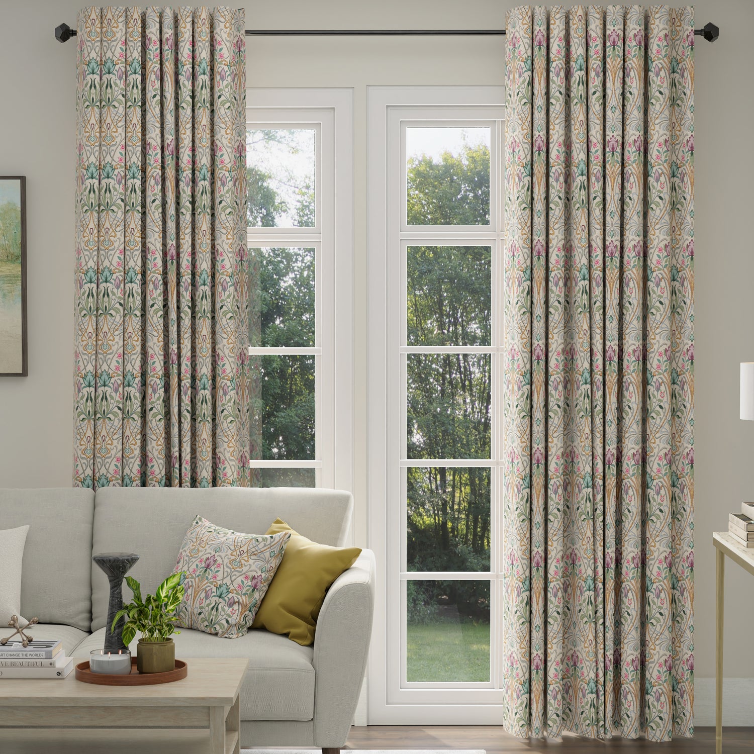 ANTE DECOR Alexandra Woven Jacquard Made To Measure Roman Blind Green Purple