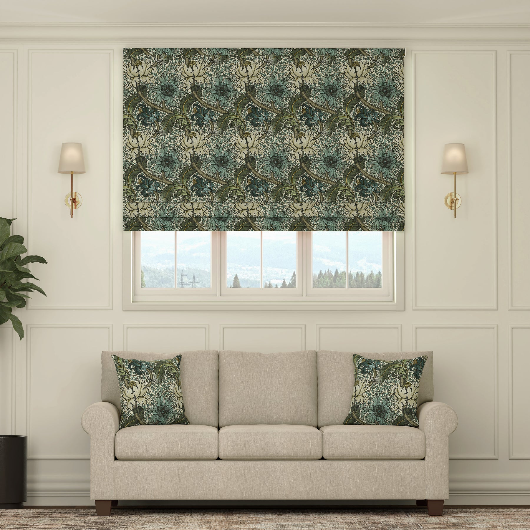 HOUSE Llewelyn-Bowen Morris Major Printed Made To Measure Roman Blind Glacier