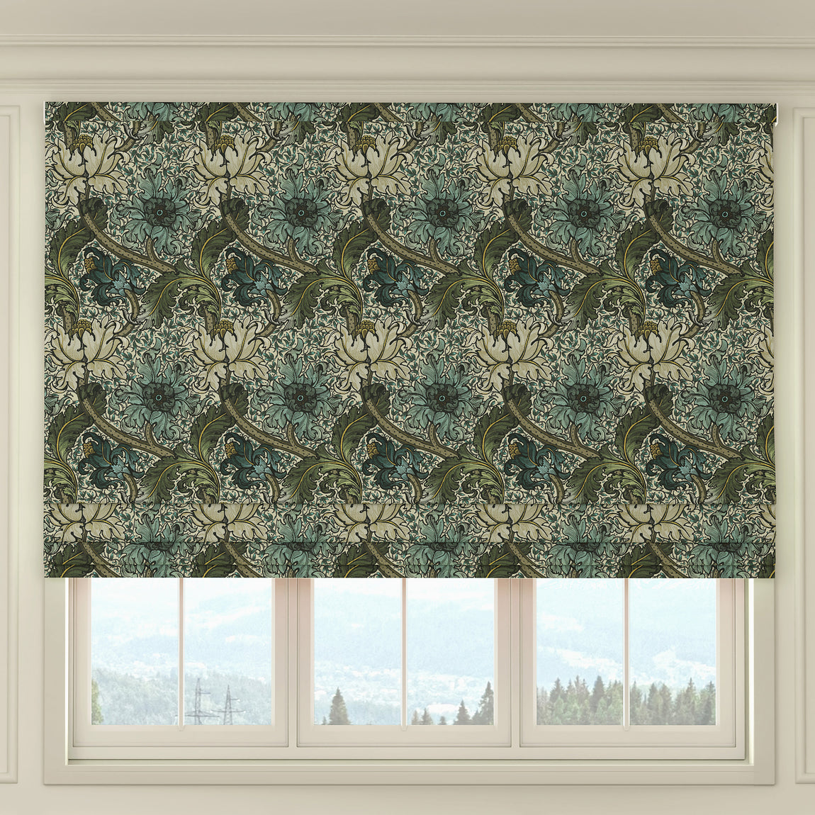 HOUSE Llewelyn-Bowen Morris Major Printed Made To Measure Roman Blind Glacier
