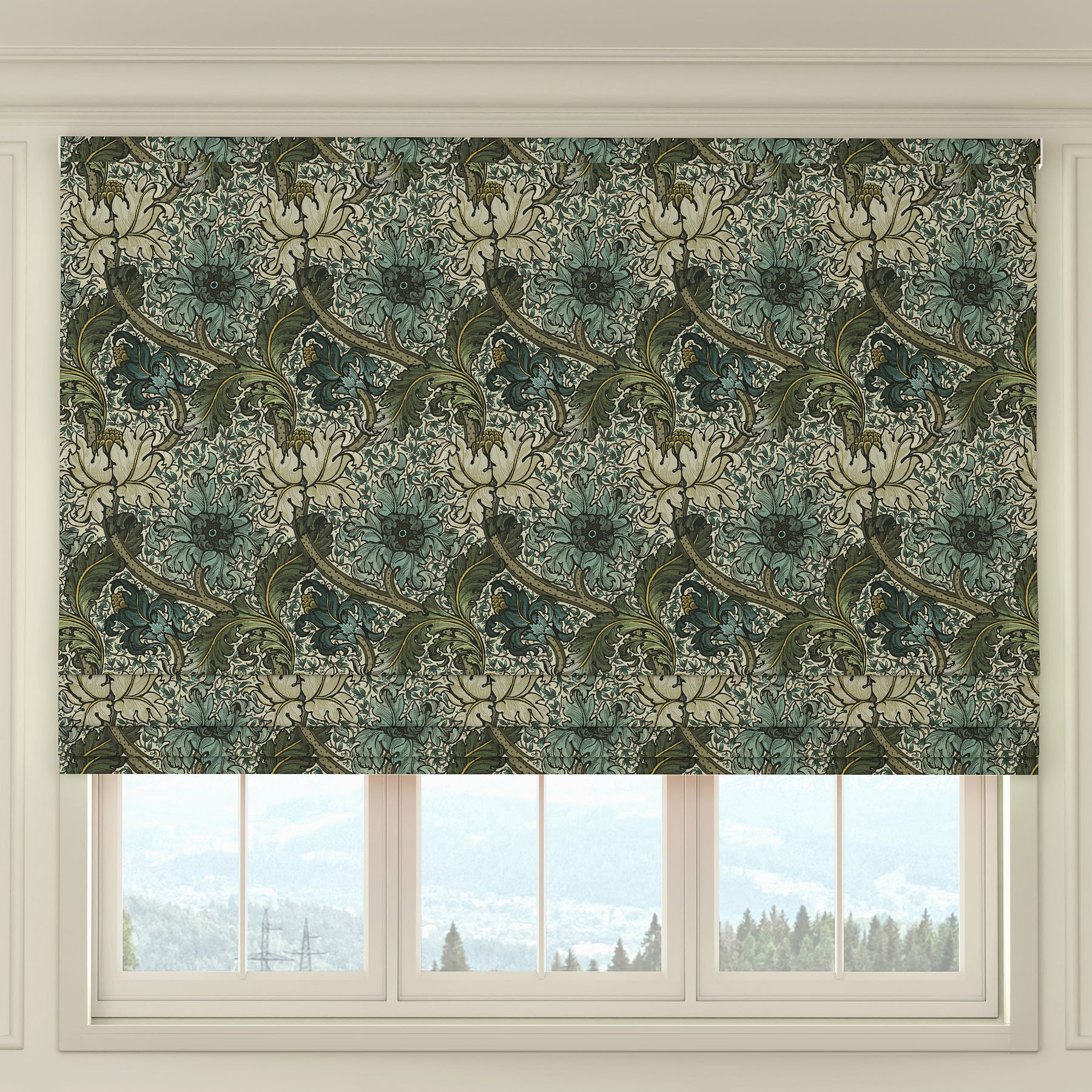 HOUSE Llewelyn-Bowen Morris Major Printed Made To Measure Roman Blind Glacier