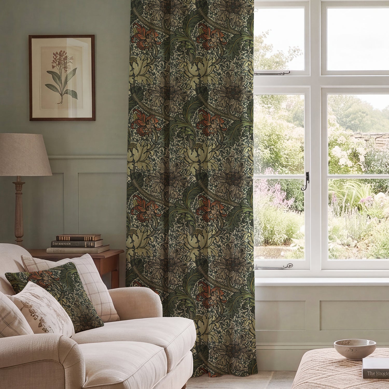 HOUSE Llewelyn-Bowen Morris Major Printed Made To Measure Curtains Emberleaf