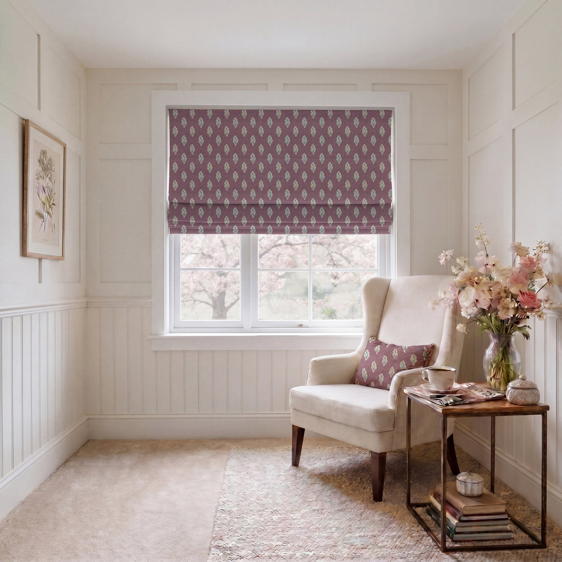 ANTE DECOR Hidcote Made To Measure Roman Blind Dark Mauve