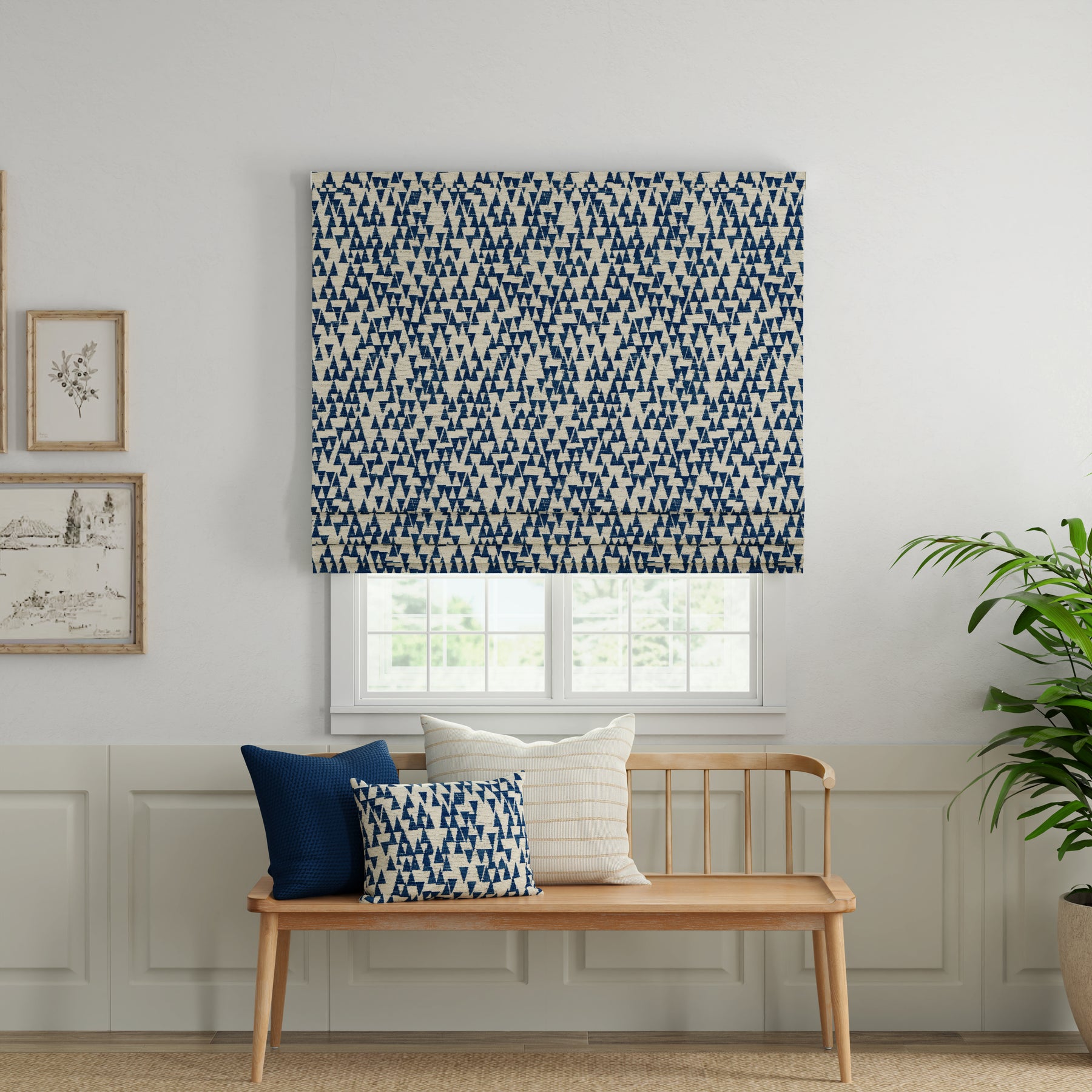 ANTE DECOR Hermes Made To Measure Roman Blind Almond Indigo