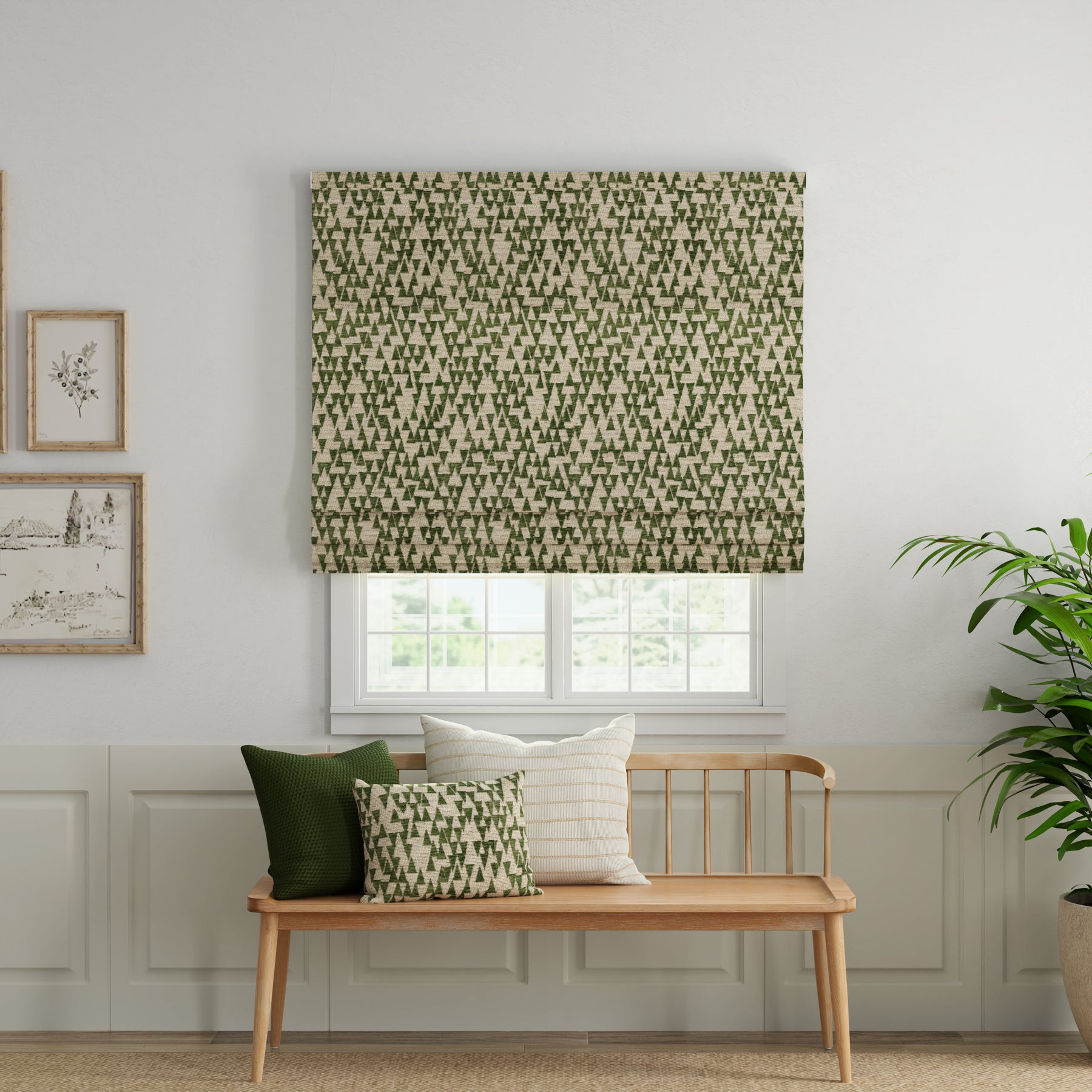 ANTE DECOR Hermes Made To Measure Roman Blind Cream Forest