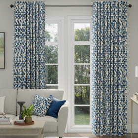 ANTE DECOR Hermes Made To Measure Curtains Almond Indigo