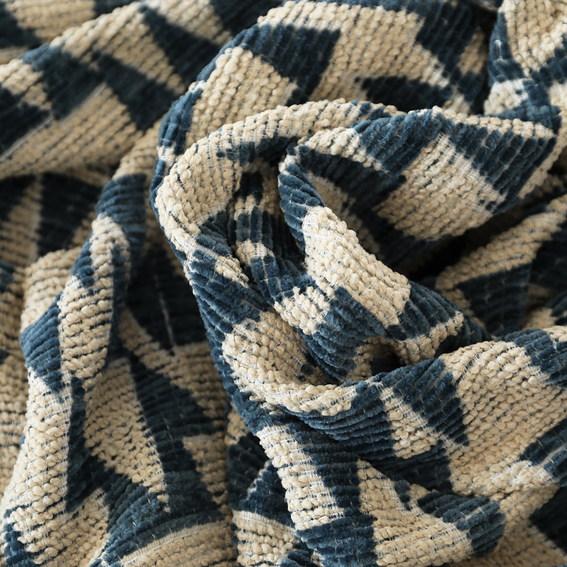 ANTE DECOR Hermes Made To Measure Curtains Almond Indigo