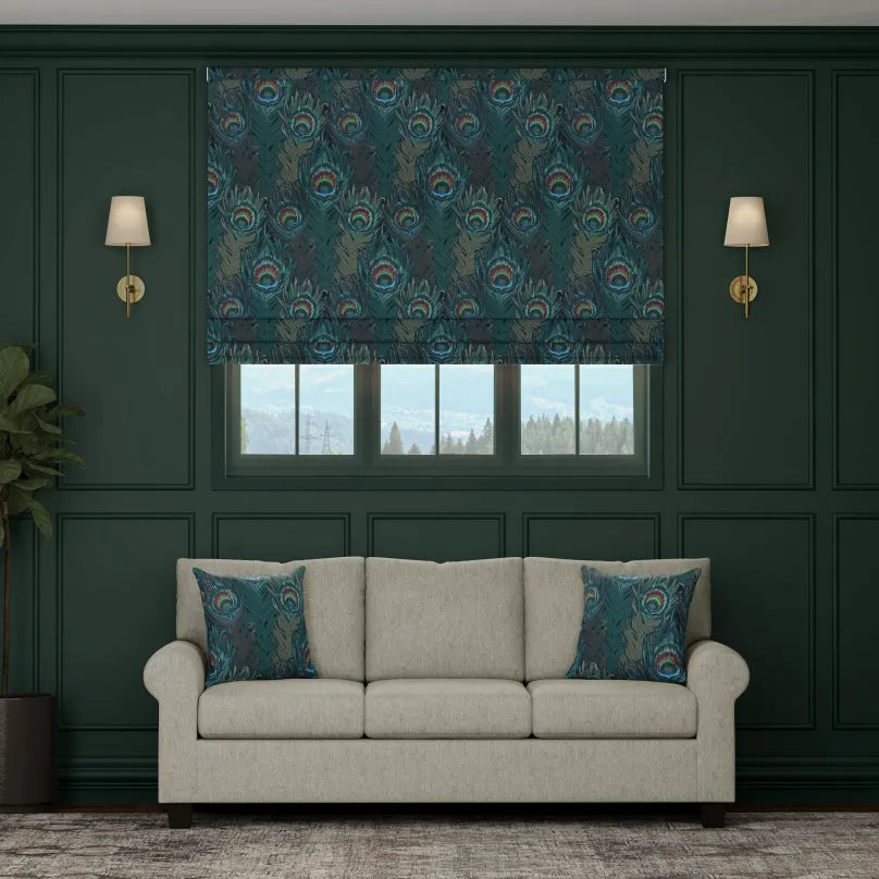 HOUSE Llewelyn-Bowen Naughty Aubrey Printed Velvet Made To Measure Roman Blind Pavoa