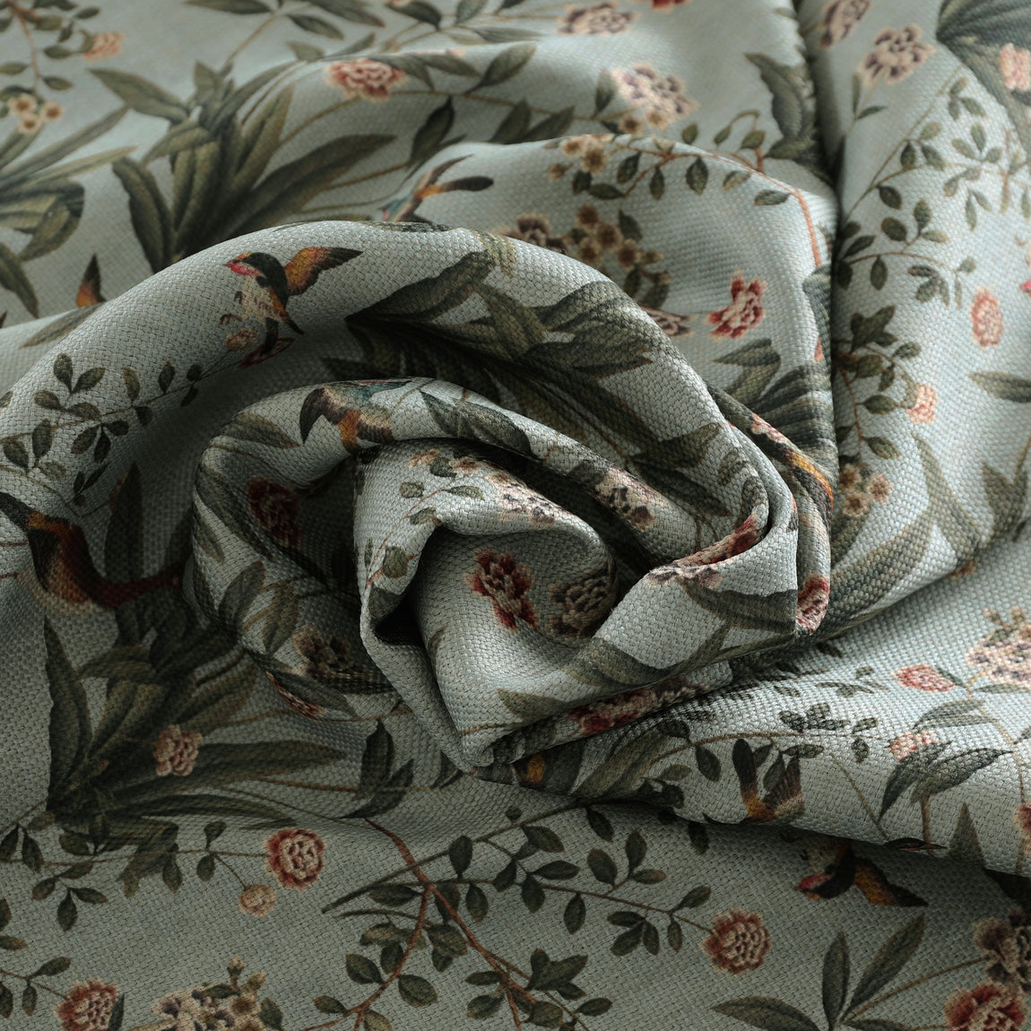 Linda Barker Rosa Fiore Linen Look Blackout Fabric China Blue