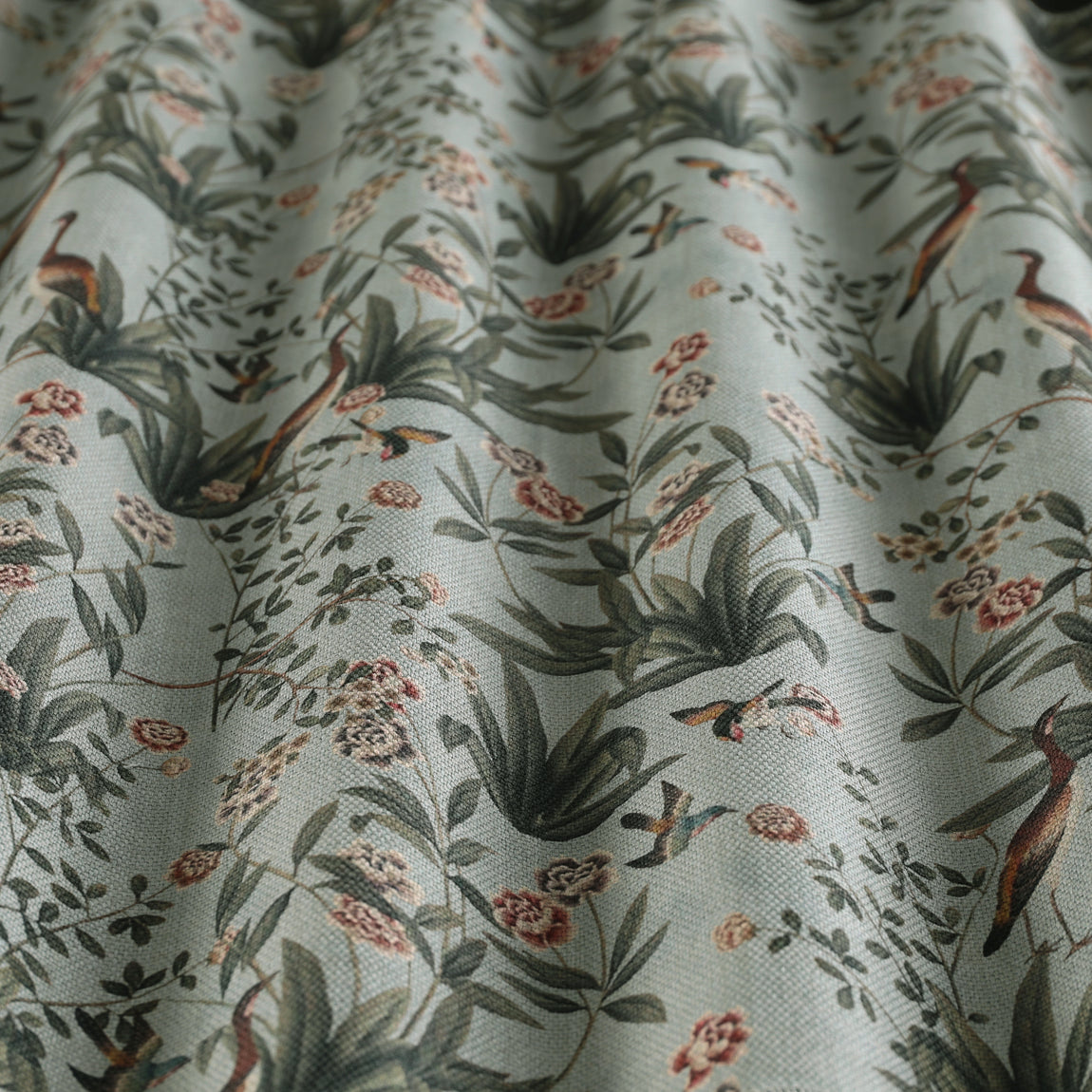 Linda Barker Rosa Fiore Linen Look Blackout Fabric China Blue