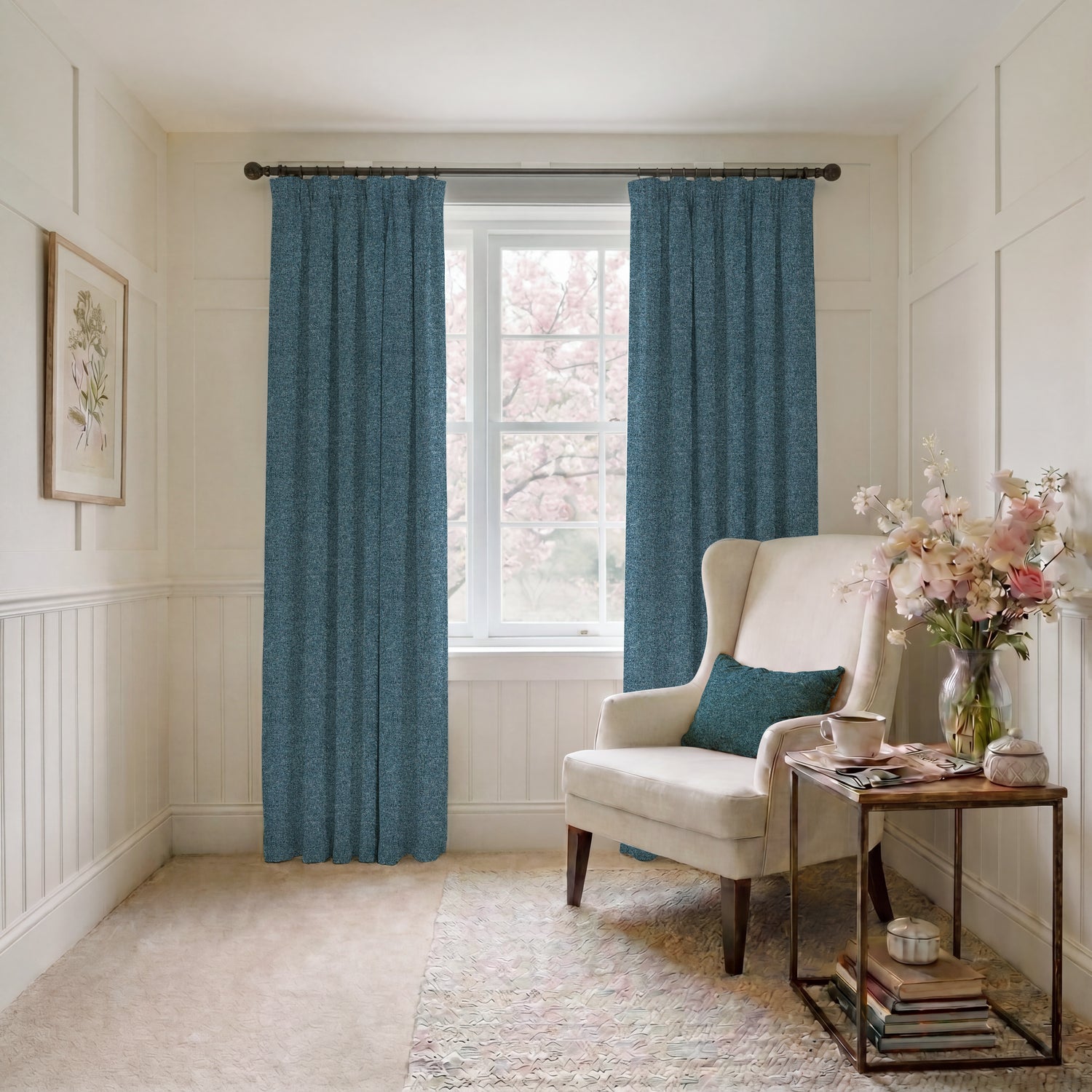 ANTE DECOR Nymans Boucle Fabric Deep Blue