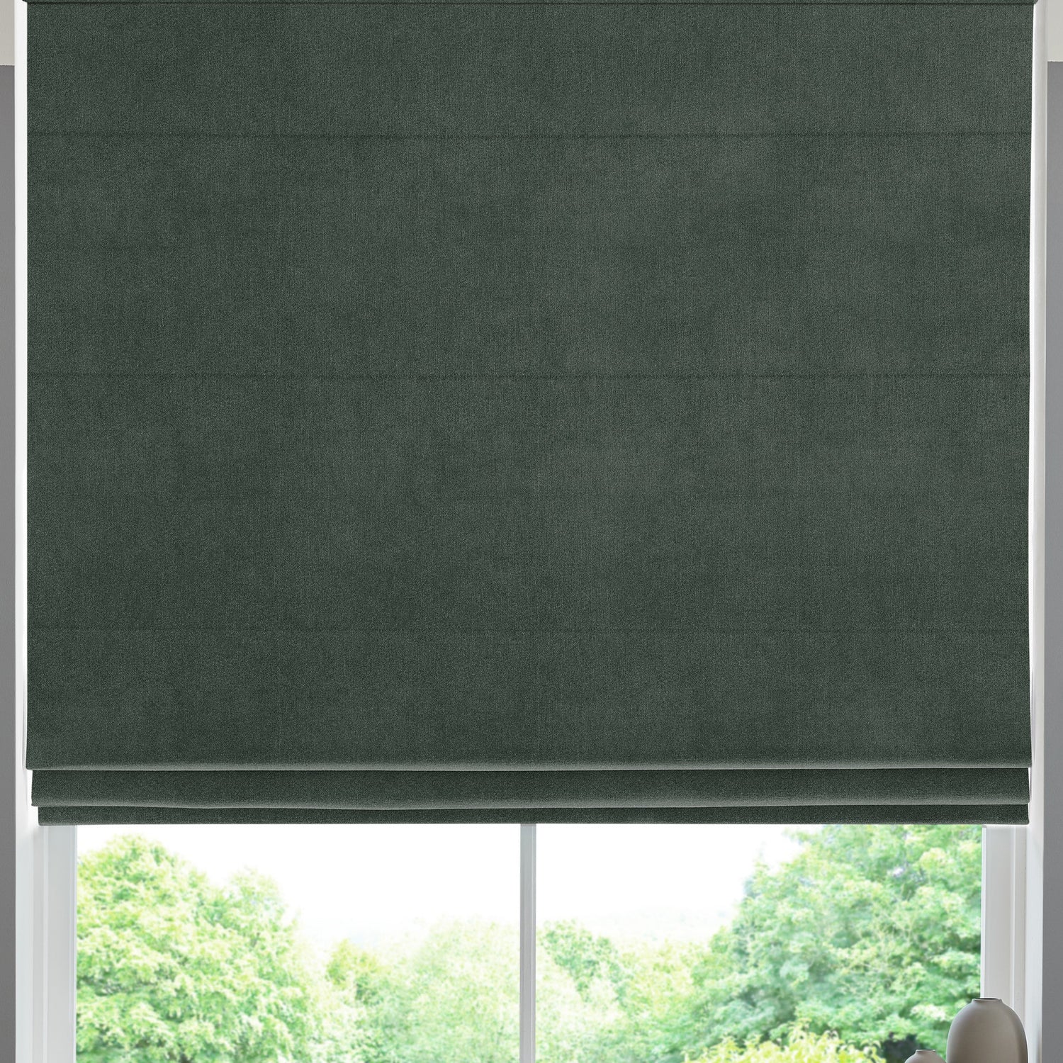 Florence Velvet Made to Measure Roman Blind Forest
