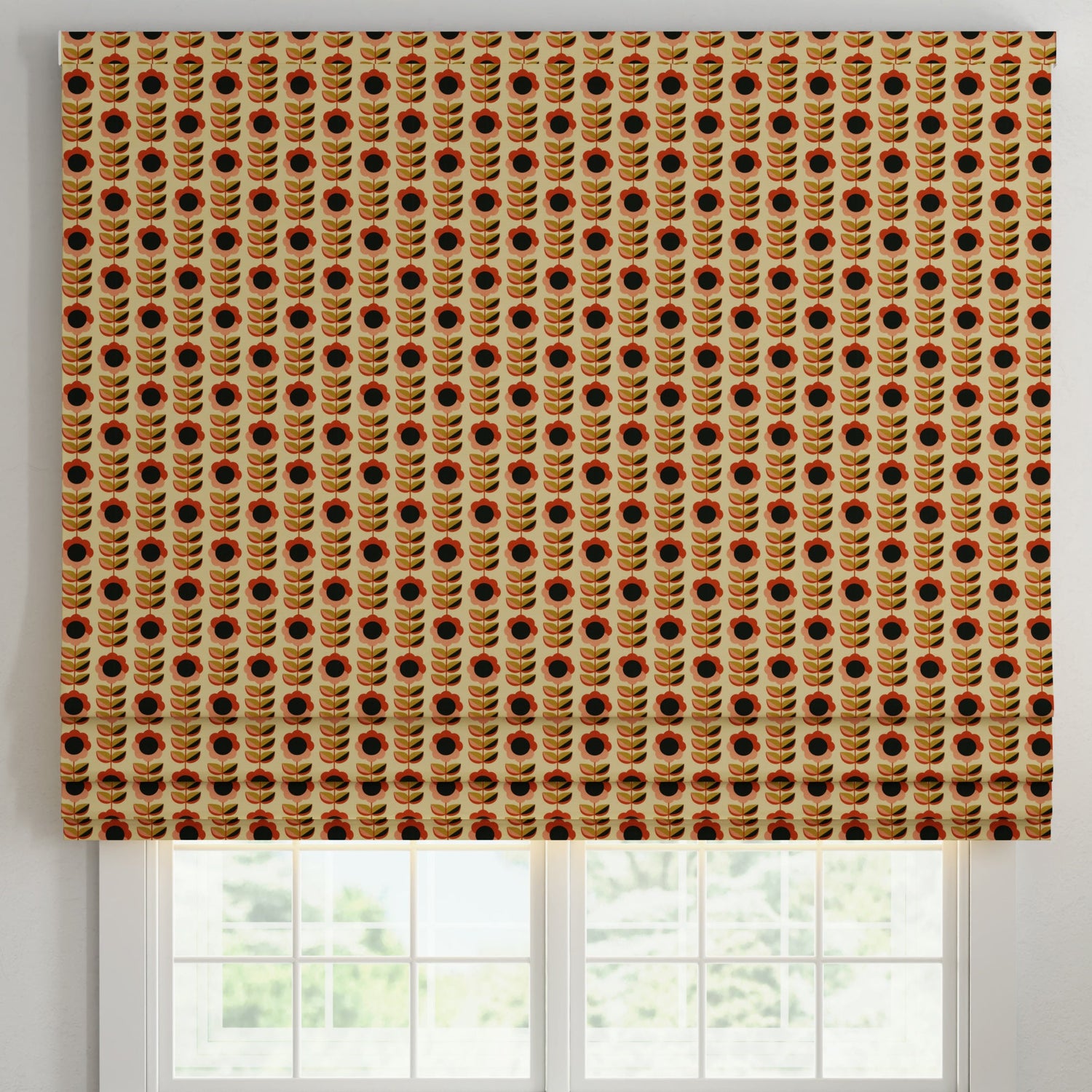 ANTE DECOR Palma Printed Cotton Made To Measure Curtains Burnt Umber