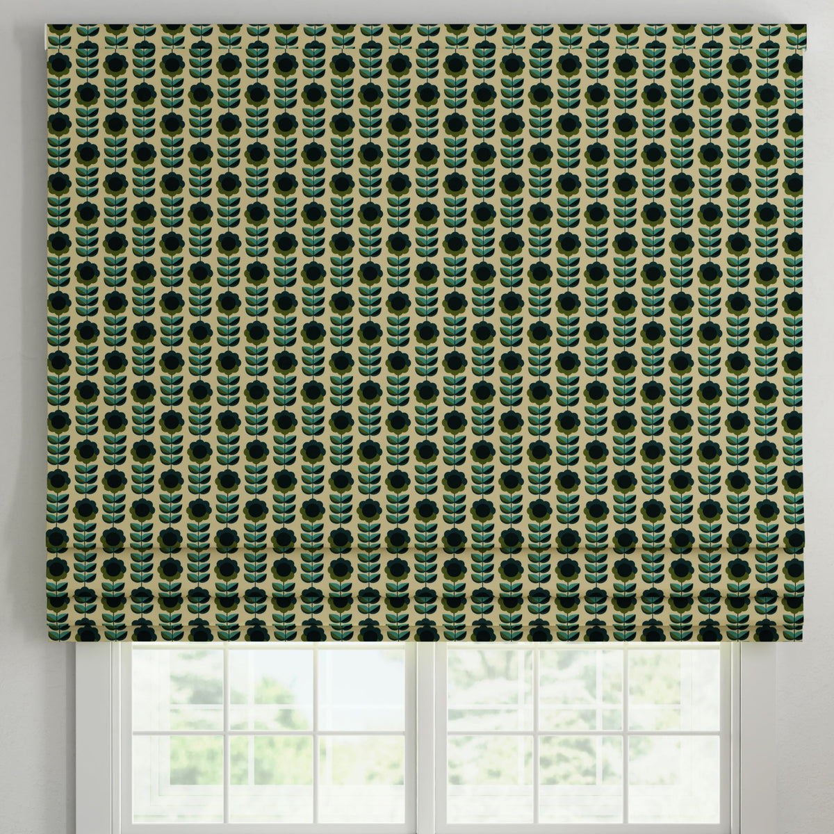 ANTE DECOR Palma Printed Cotton Made To Measure Curtains Lapis