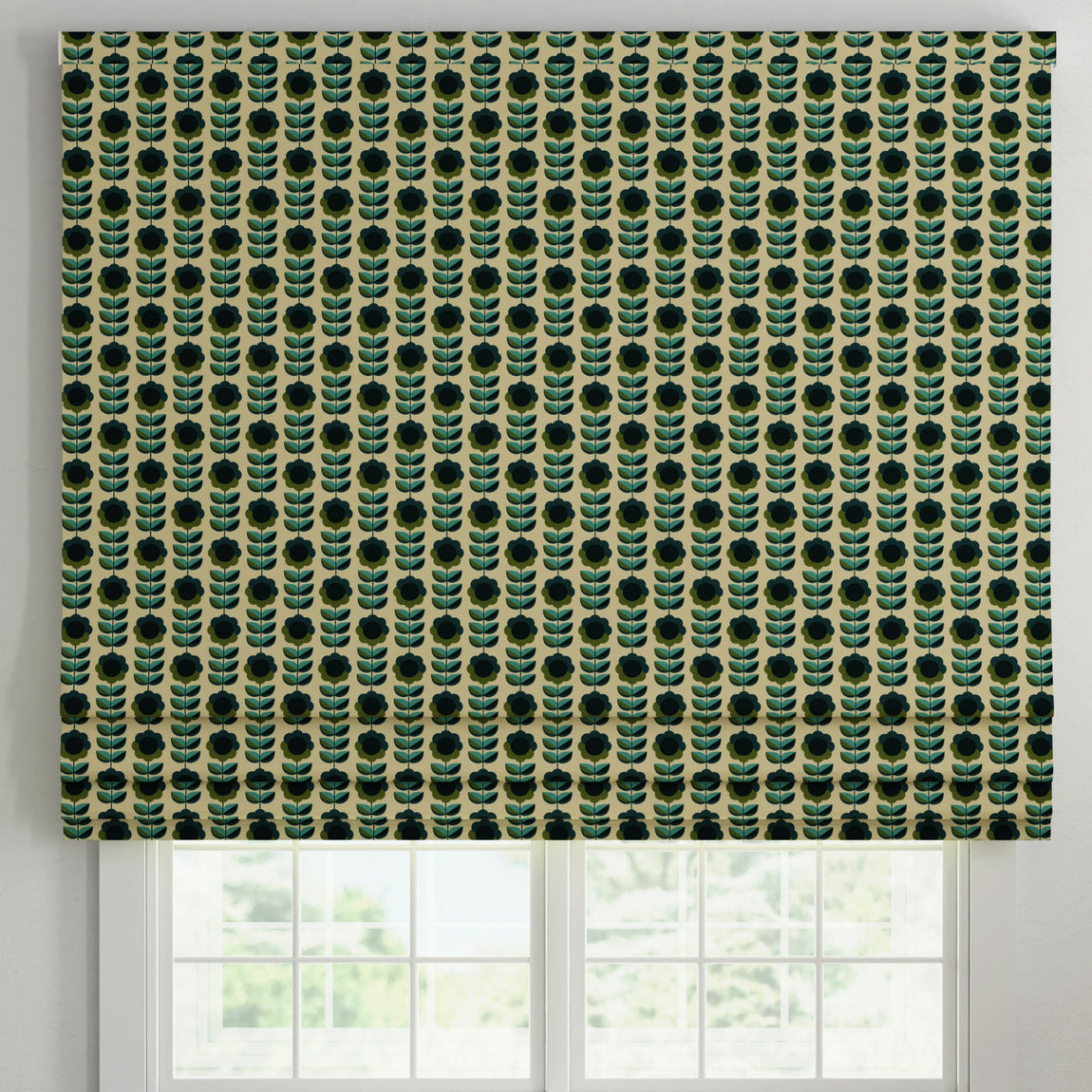 ANTE DECOR Palma Printed Cotton Made To Measure Curtains Lapis