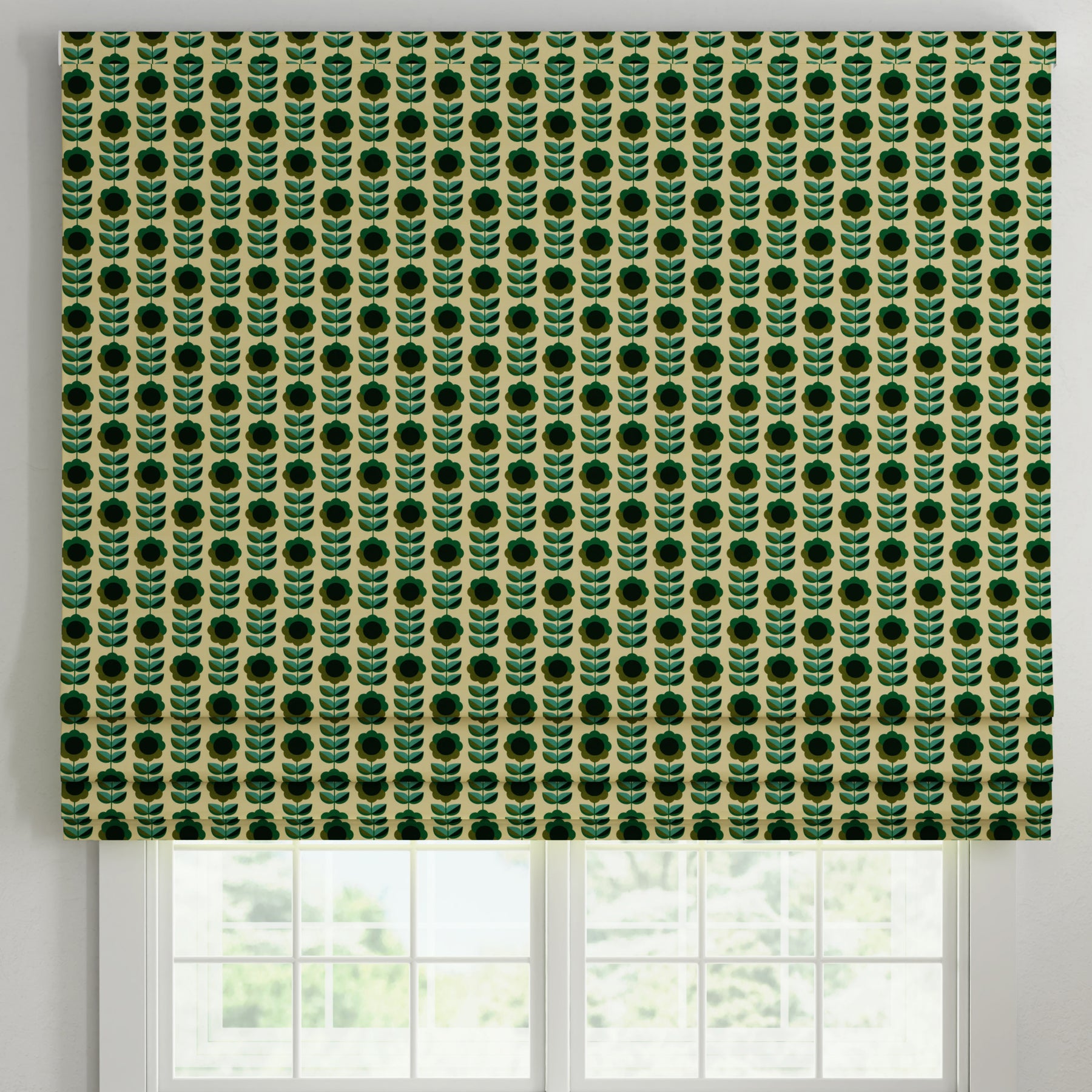 ANTE DECOR Palma Printed Cotton Made To Measure Roman Blind Emerald